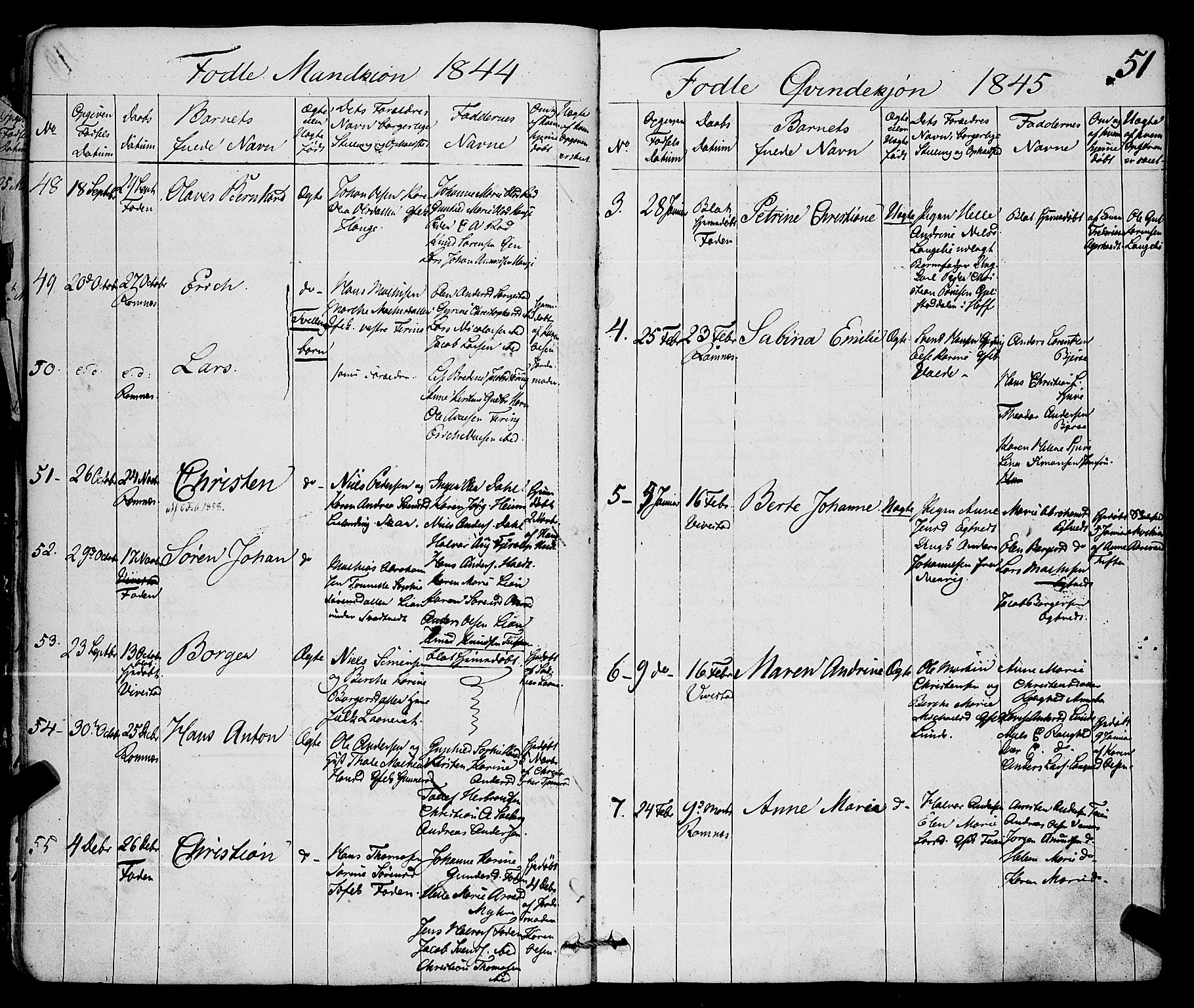 Ramnes kirkebøker, AV/SAKO-A-314/F/Fa/L0005: Parish register (official) no. I 5, 1841-1861, p. 50-51