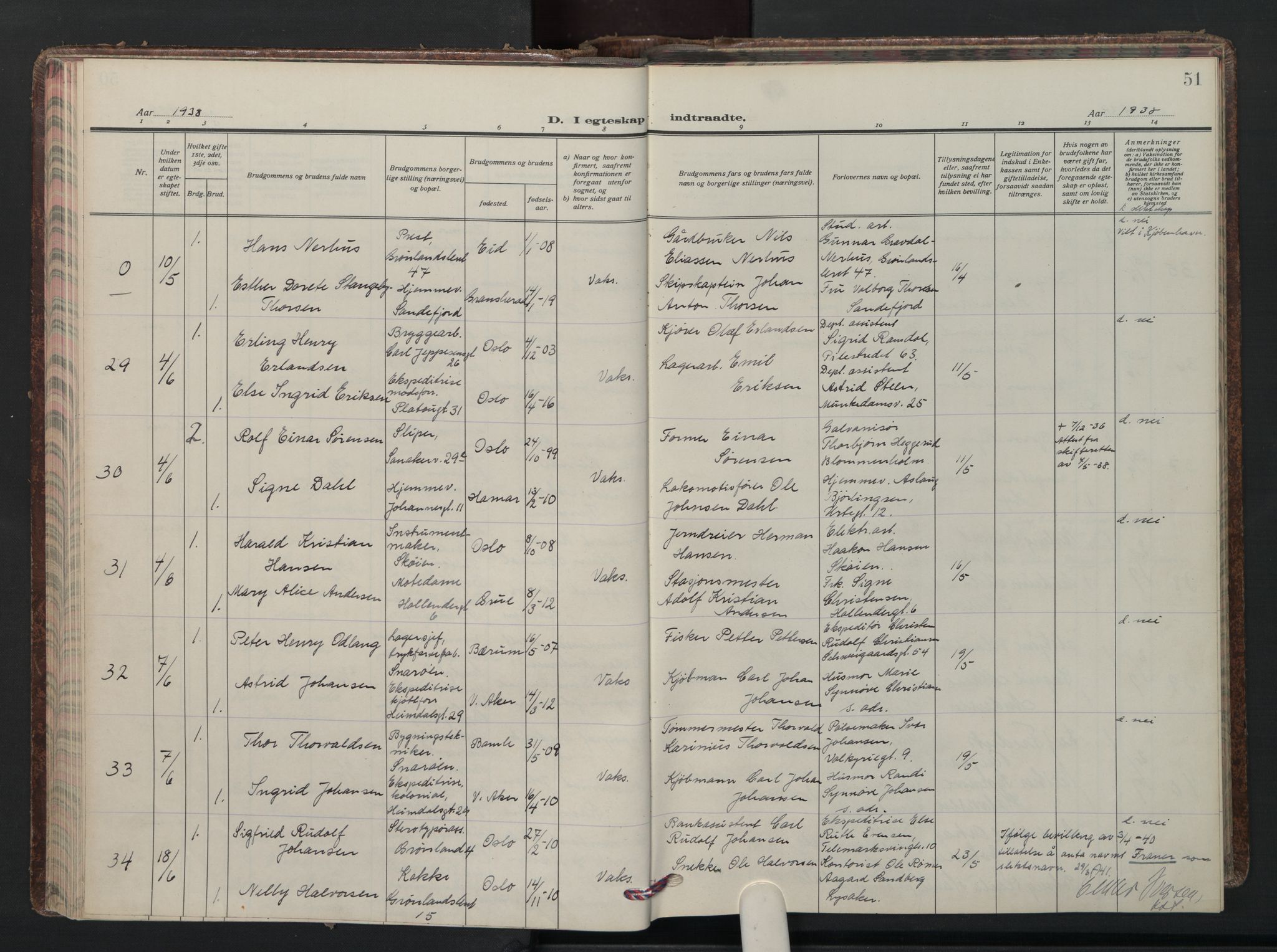 Grønland prestekontor Kirkebøker, AV/SAO-A-10848/F/Fa/L0020: Parish register (official) no. 20, 1935-1946, p. 51