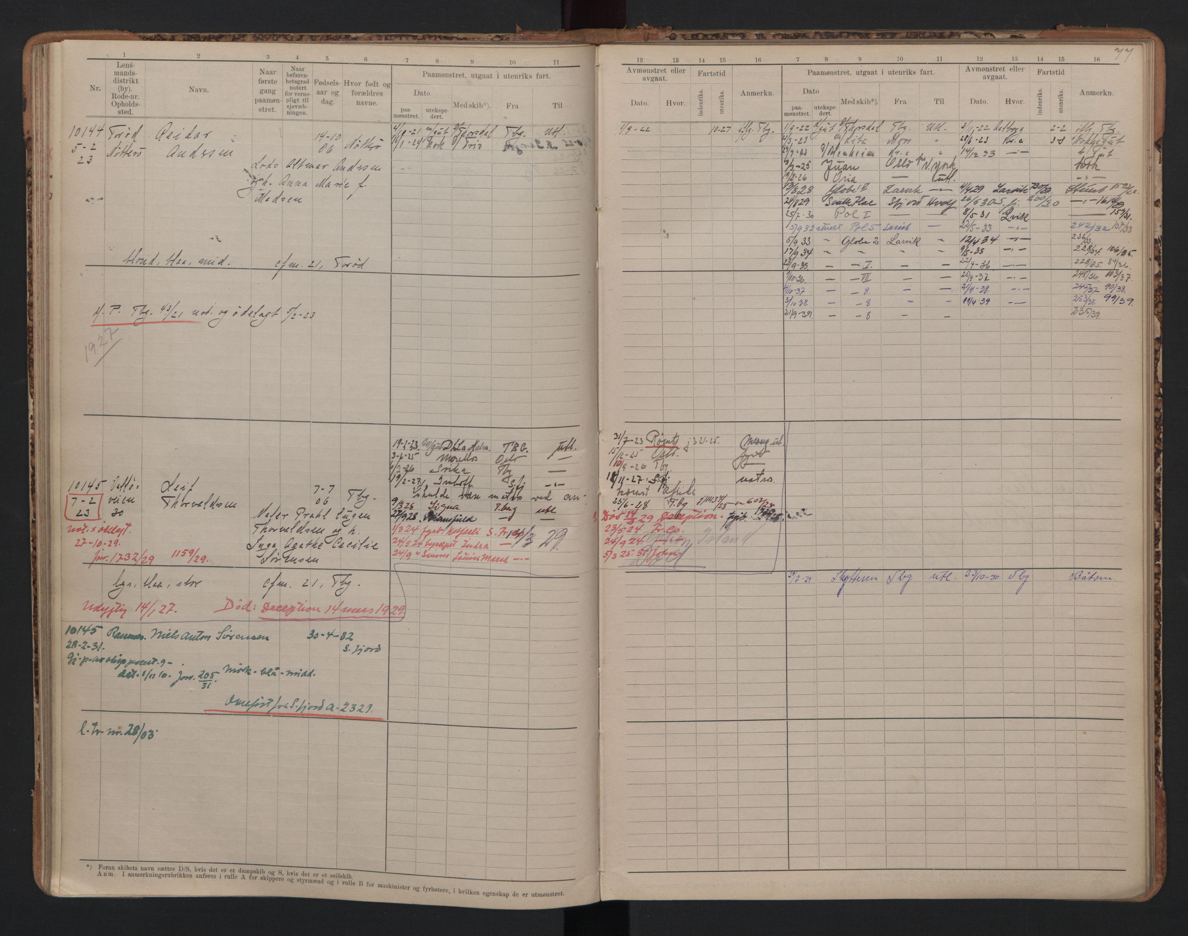 Tønsberg innrulleringskontor, AV/SAKO-A-786/F/Fc/Fcb/L0010: Hovedrulle Patent nr. 9993-1923, 1922-1923, p. 77