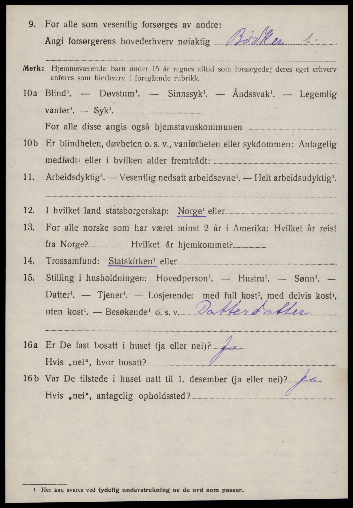 SAT, 1920 census for Tingvoll, 1920, p. 2013