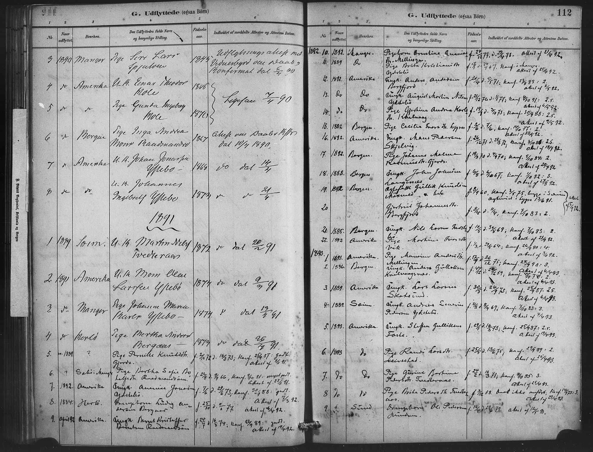 Lindås Sokneprestembete, SAB/A-76701/H/Haa: Parish register (official) no. E 1, 1886-1897, p. 112