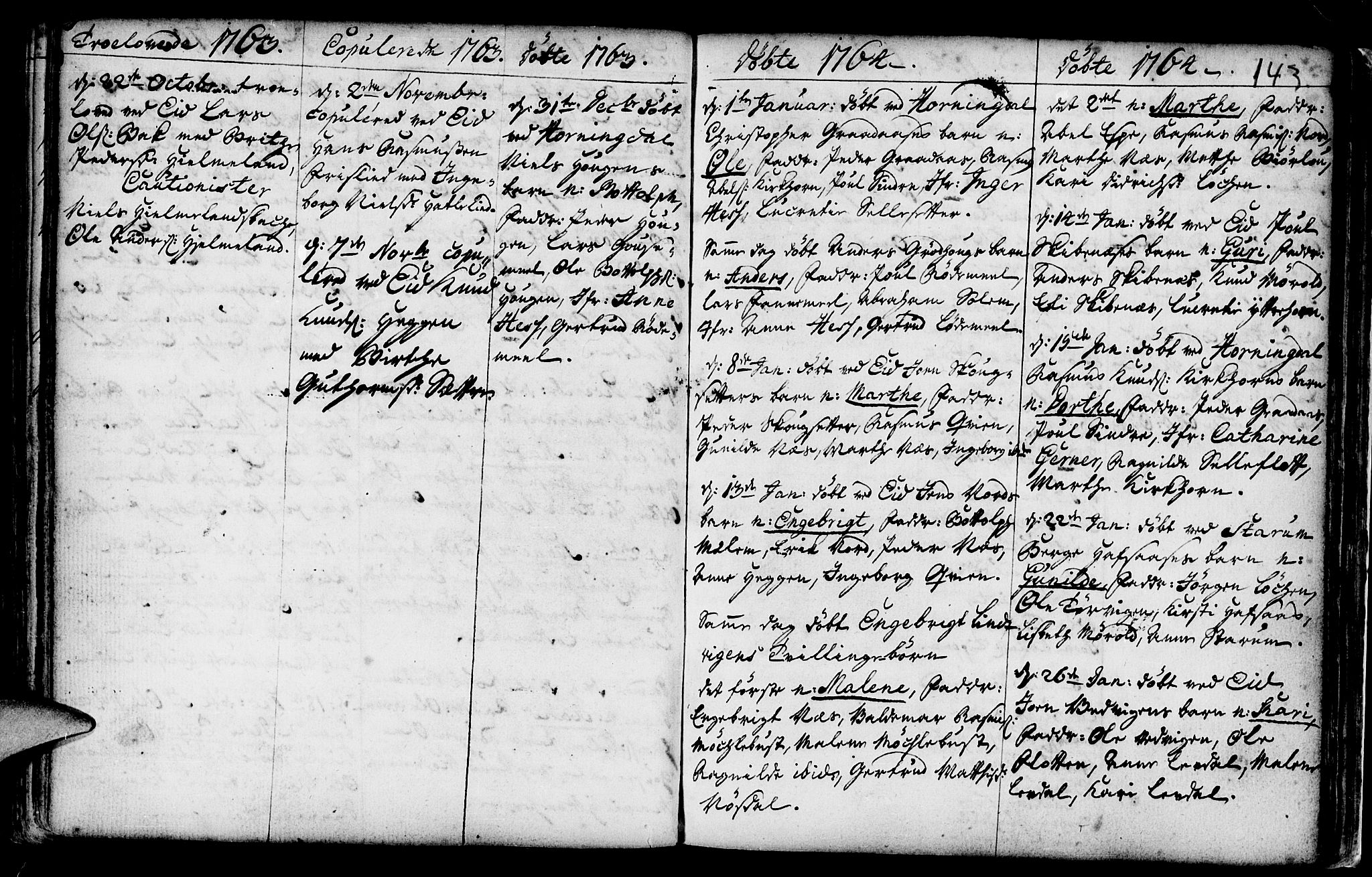 Eid sokneprestembete, SAB/A-82301/H/Haa/Haaa/L0002: Parish register (official) no. A 2, 1741-1769, p. 143