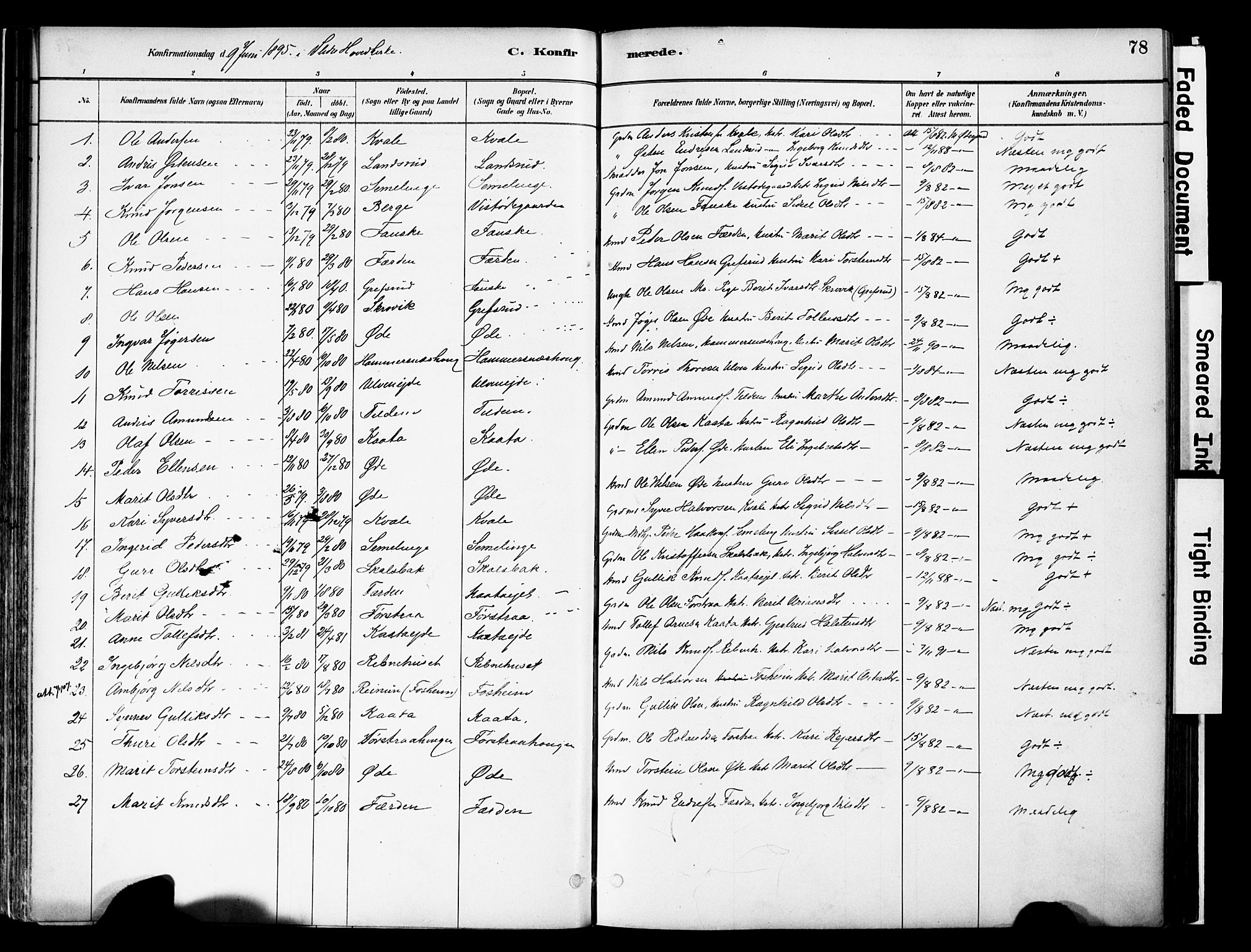 Vestre Slidre prestekontor, AV/SAH-PREST-136/H/Ha/Haa/L0006: Parish register (official) no. 6, 1881-1912, p. 78
