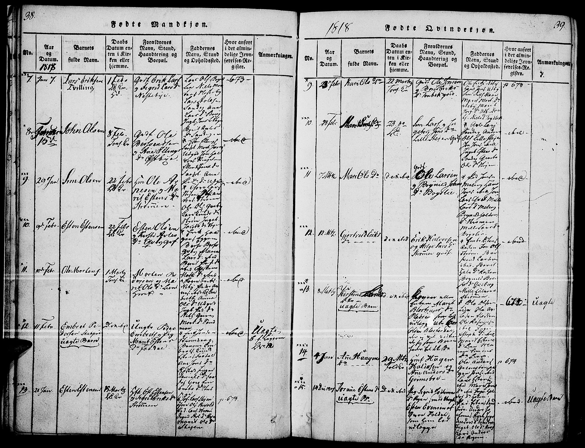 Tynset prestekontor, AV/SAH-PREST-058/H/Ha/Haa/L0018: Parish register (official) no. 18, 1815-1829, p. 38-39