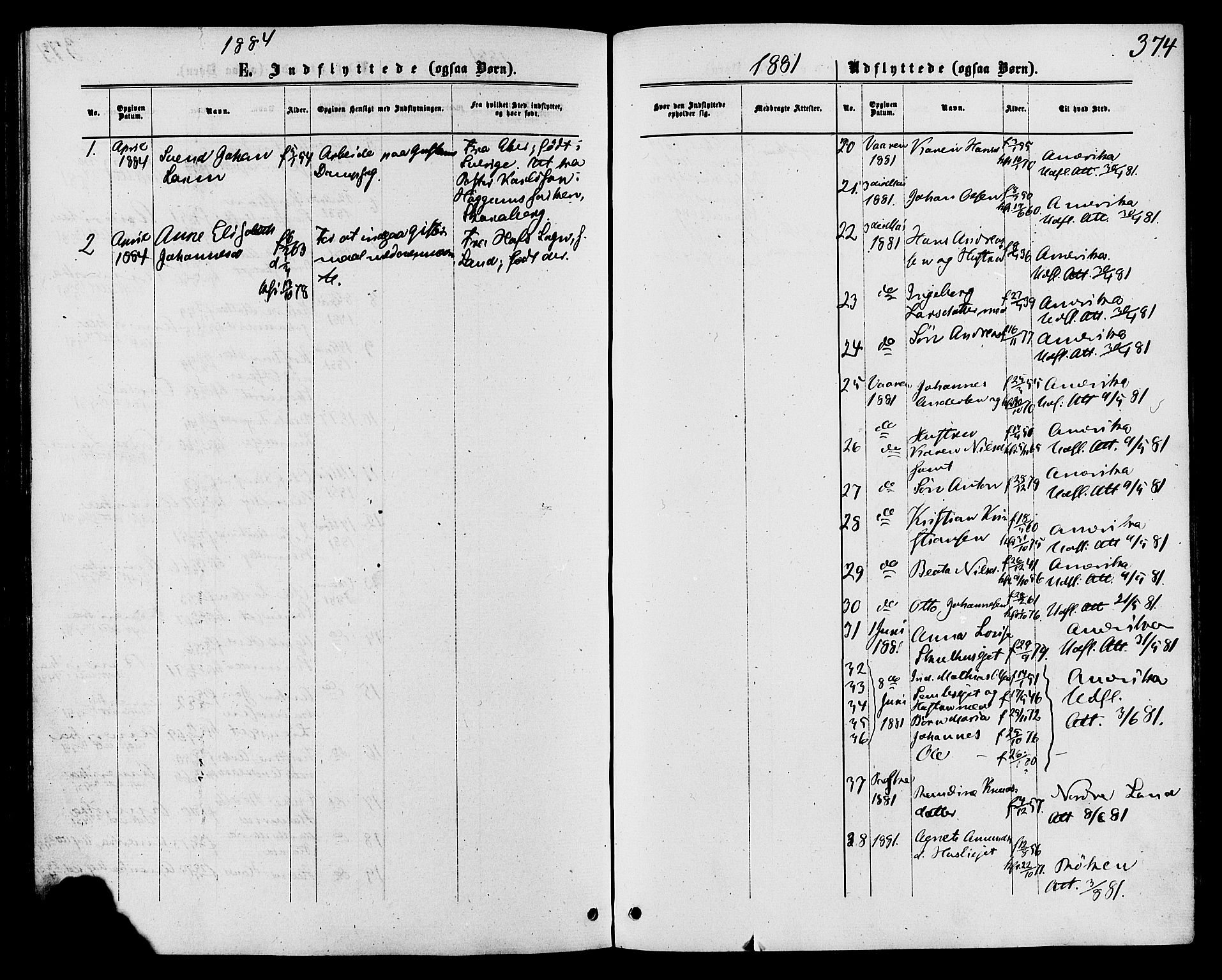 Biri prestekontor, SAH/PREST-096/H/Ha/Haa/L0006: Parish register (official) no. 6, 1877-1886, p. 374