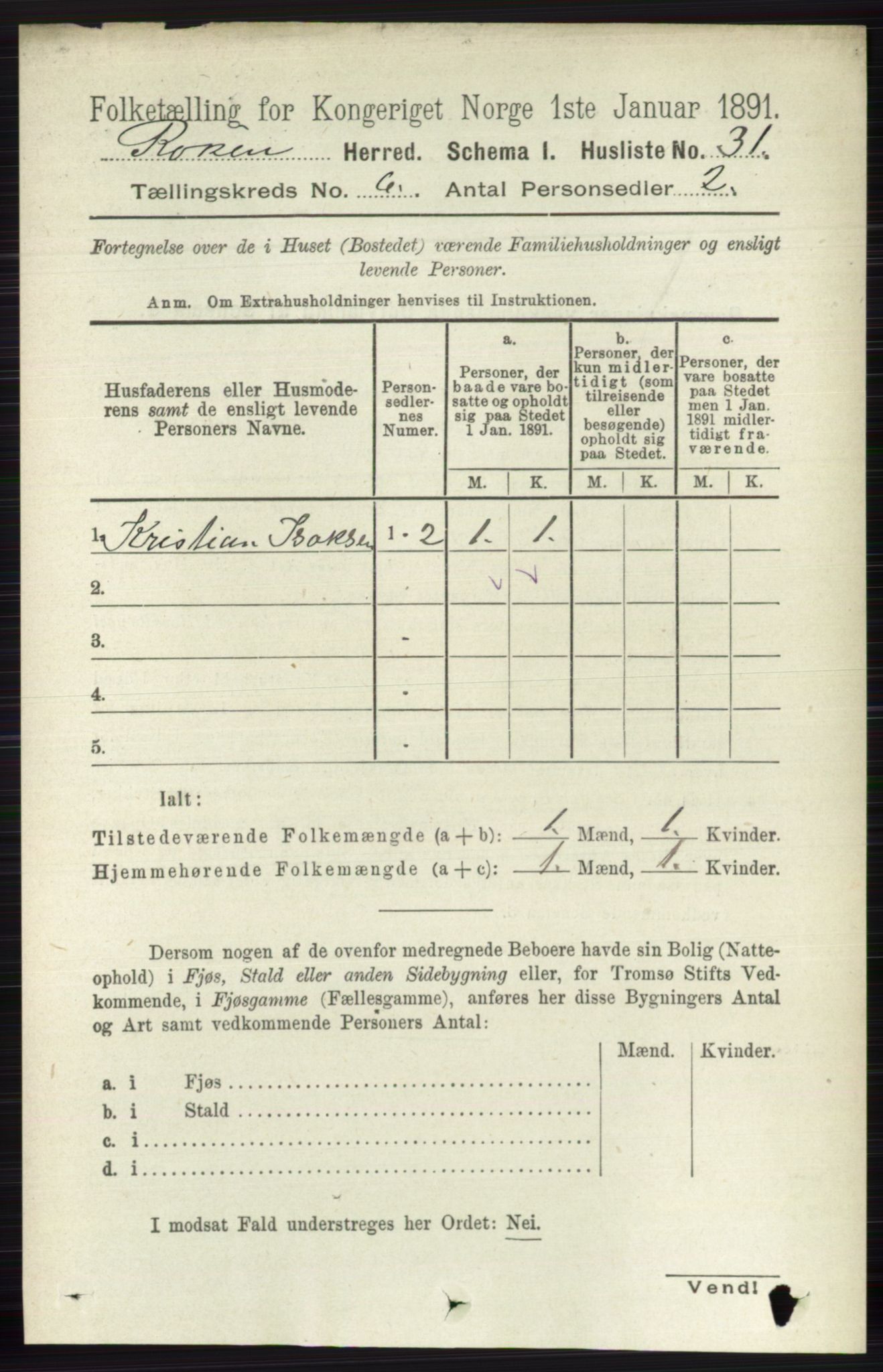 RA, 1891 census for 0627 Røyken, 1891, p. 3573