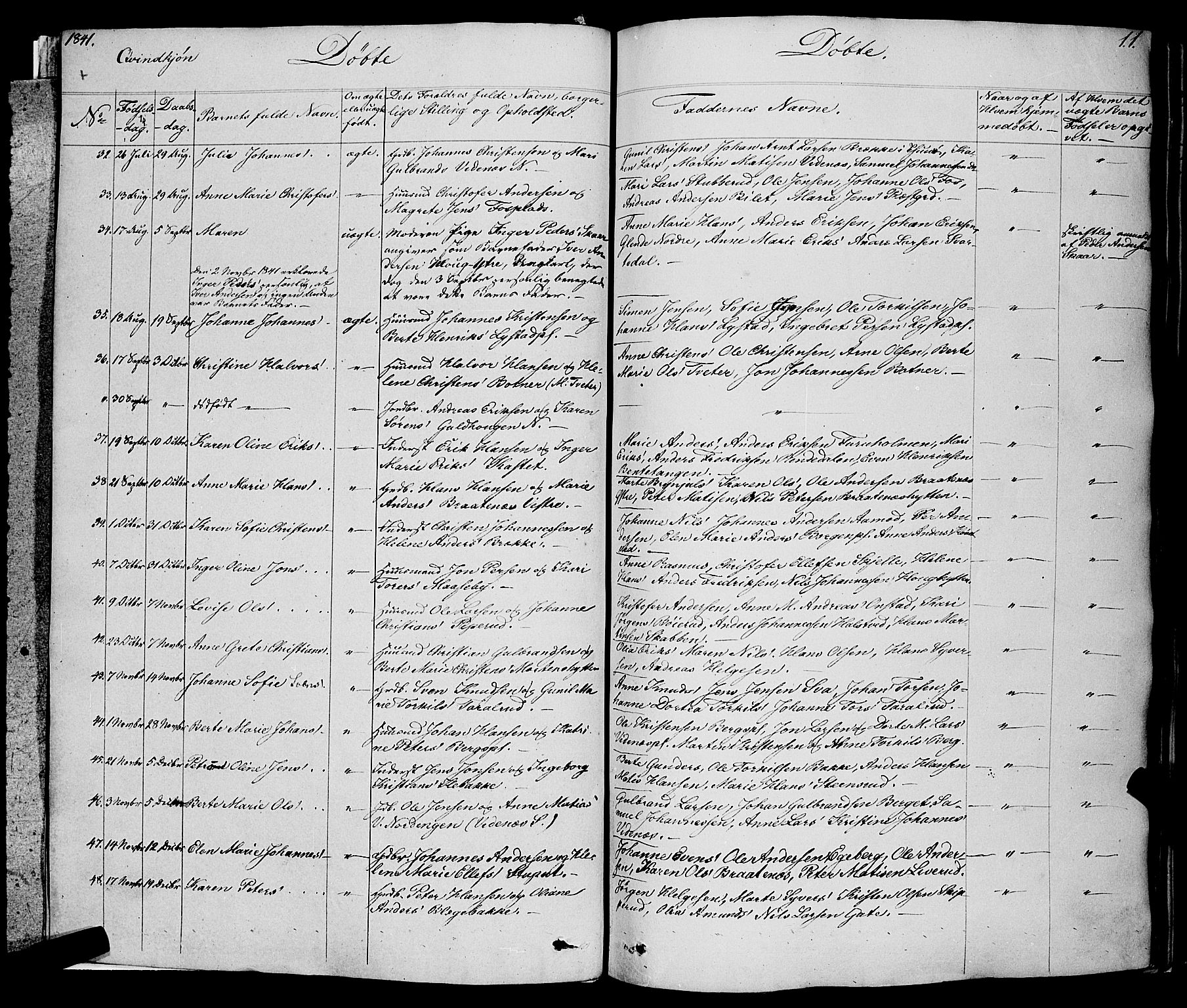 Skiptvet prestekontor Kirkebøker, SAO/A-20009/F/Fa/L0006: Parish register (official) no. 6, 1839-1860, p. 11