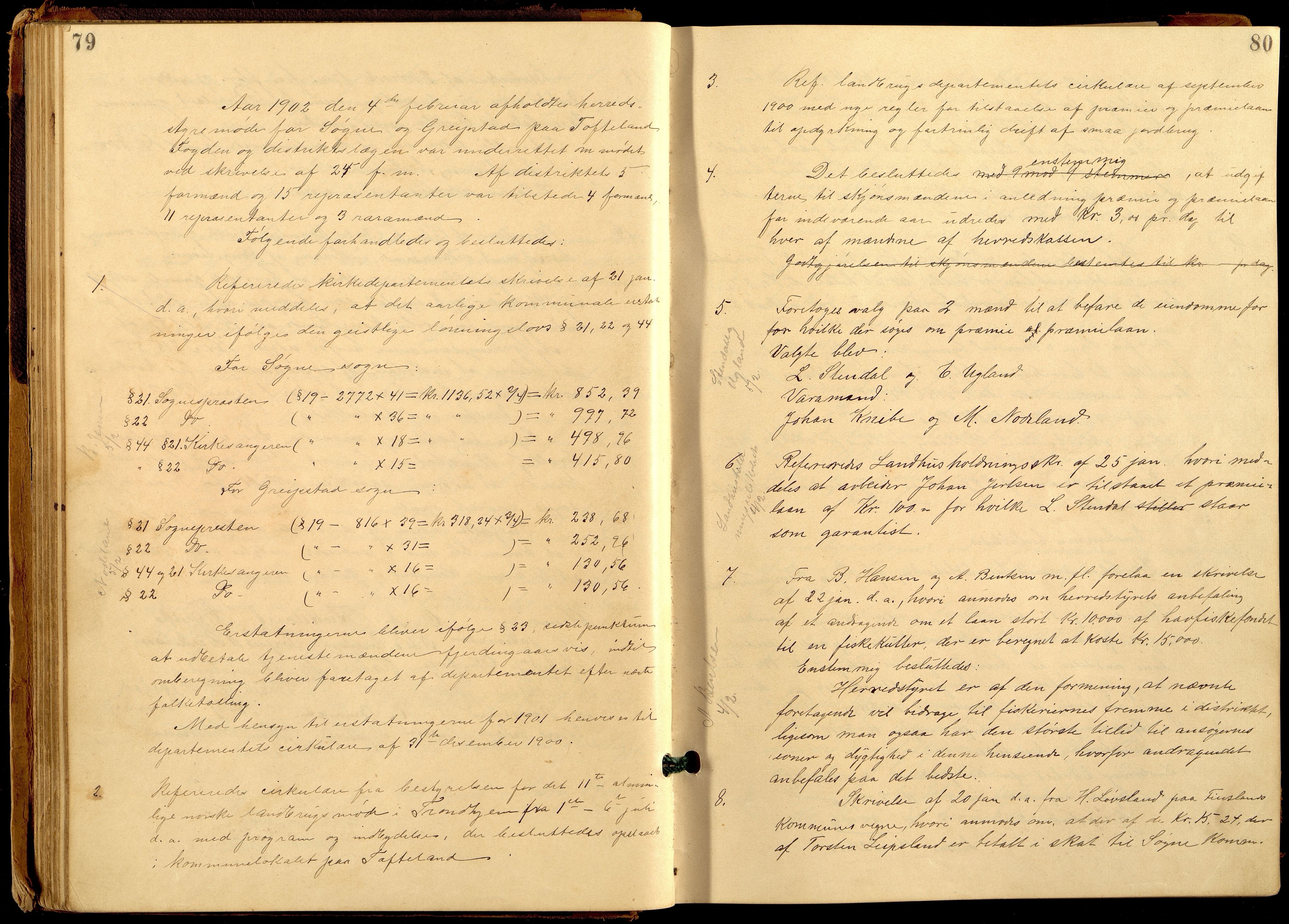 Søgne og Greipstad kommune - Formannskapet, IKAV/1018SG120/A/L0006: Møtebok (d), 1901-1909, p. 79-80