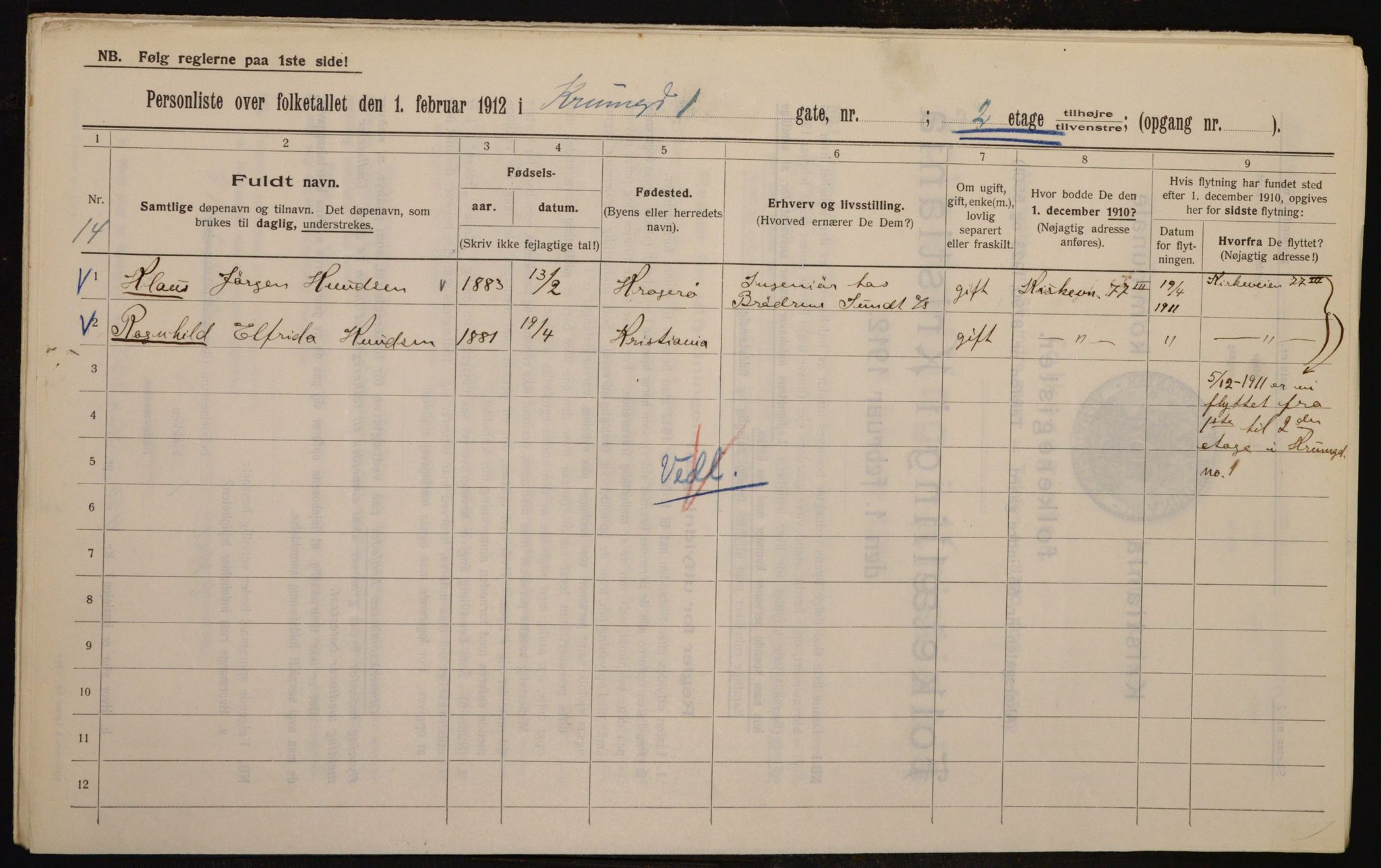 OBA, Municipal Census 1912 for Kristiania, 1912, p. 54987