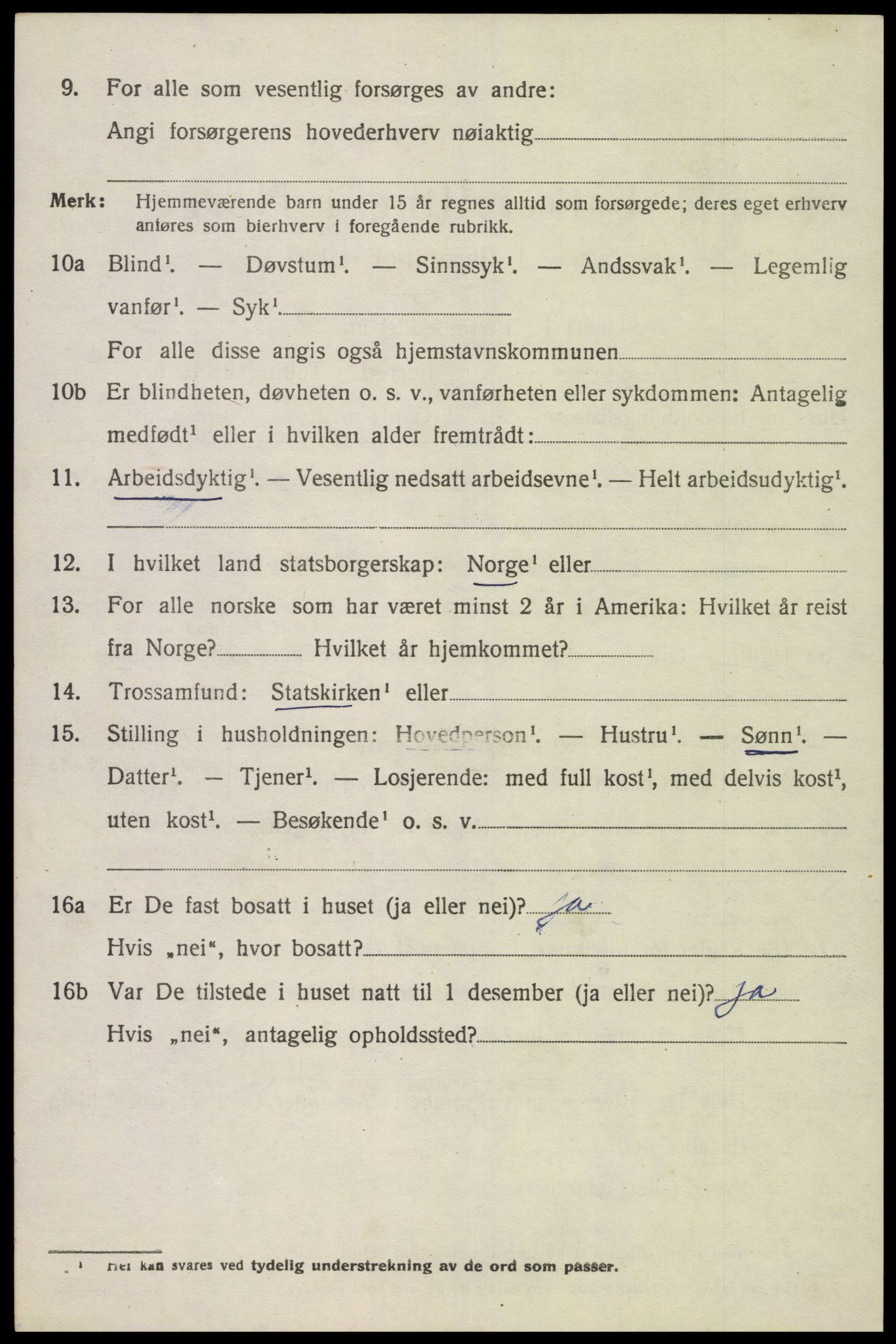 SAK, 1920 census for Grindheim, 1920, p. 1828