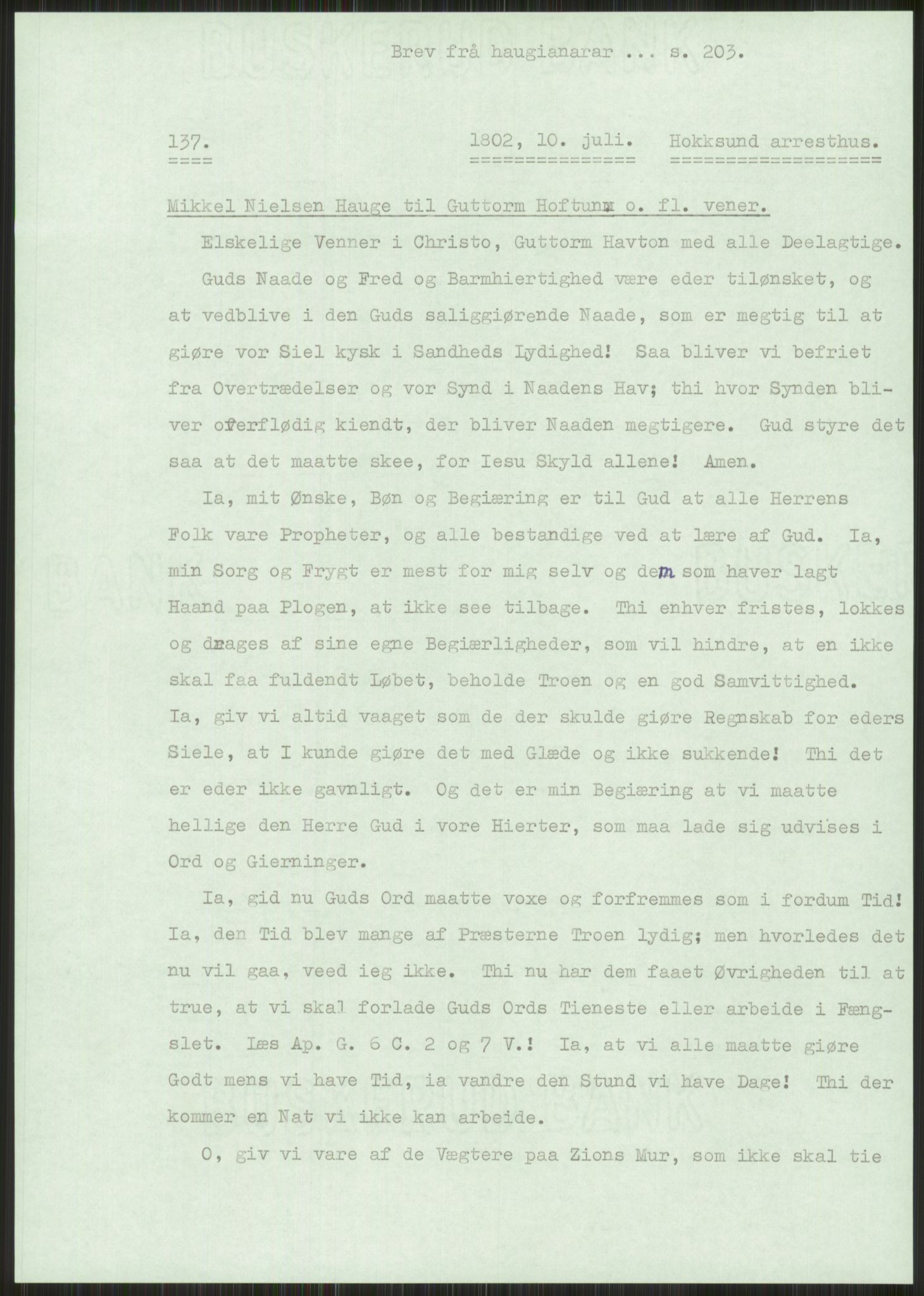 Samlinger til kildeutgivelse, Haugianerbrev, AV/RA-EA-6834/F/L0001: Haugianerbrev I: 1760-1804, 1760-1804, p. 203