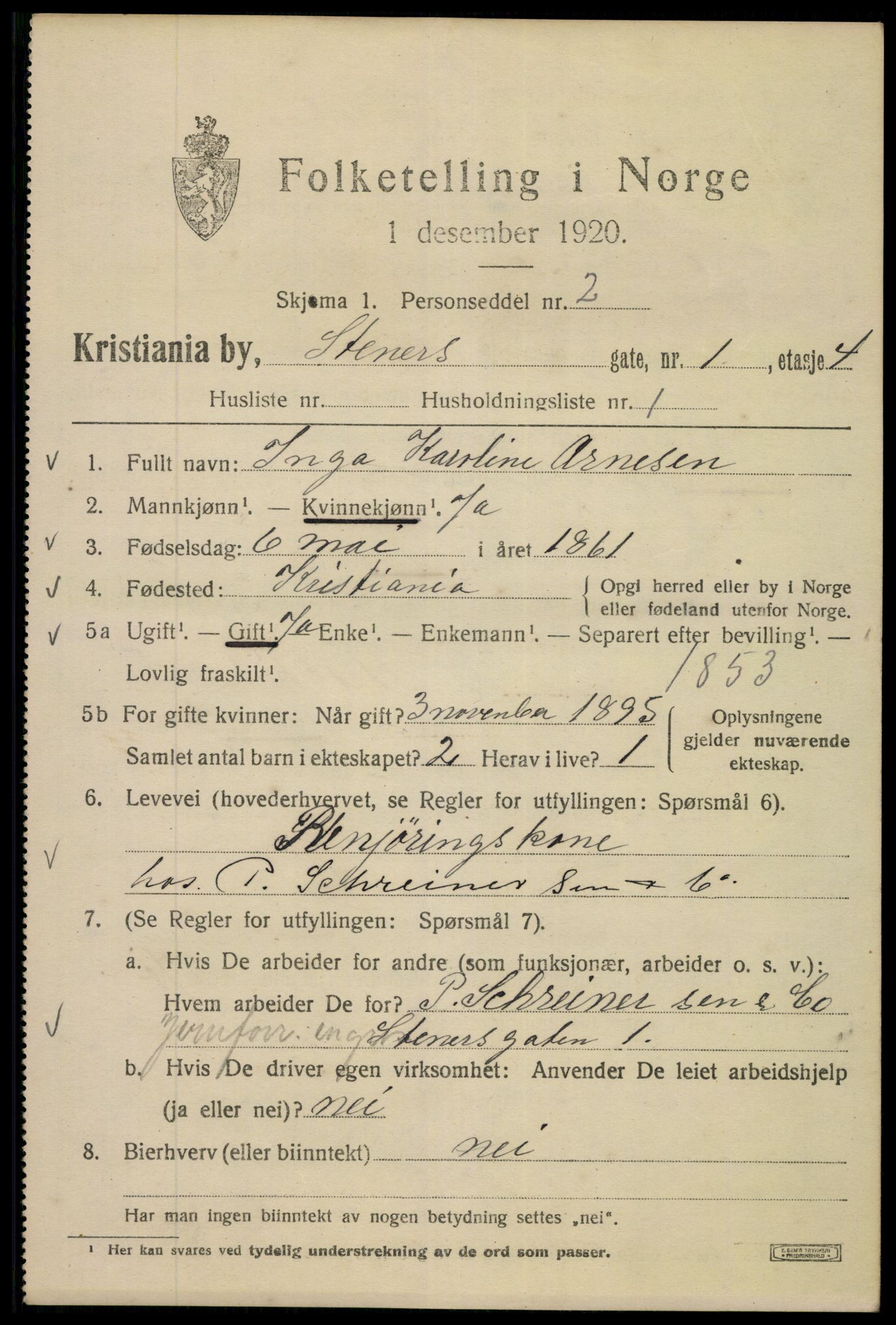 SAO, 1920 census for Kristiania, 1920, p. 539733