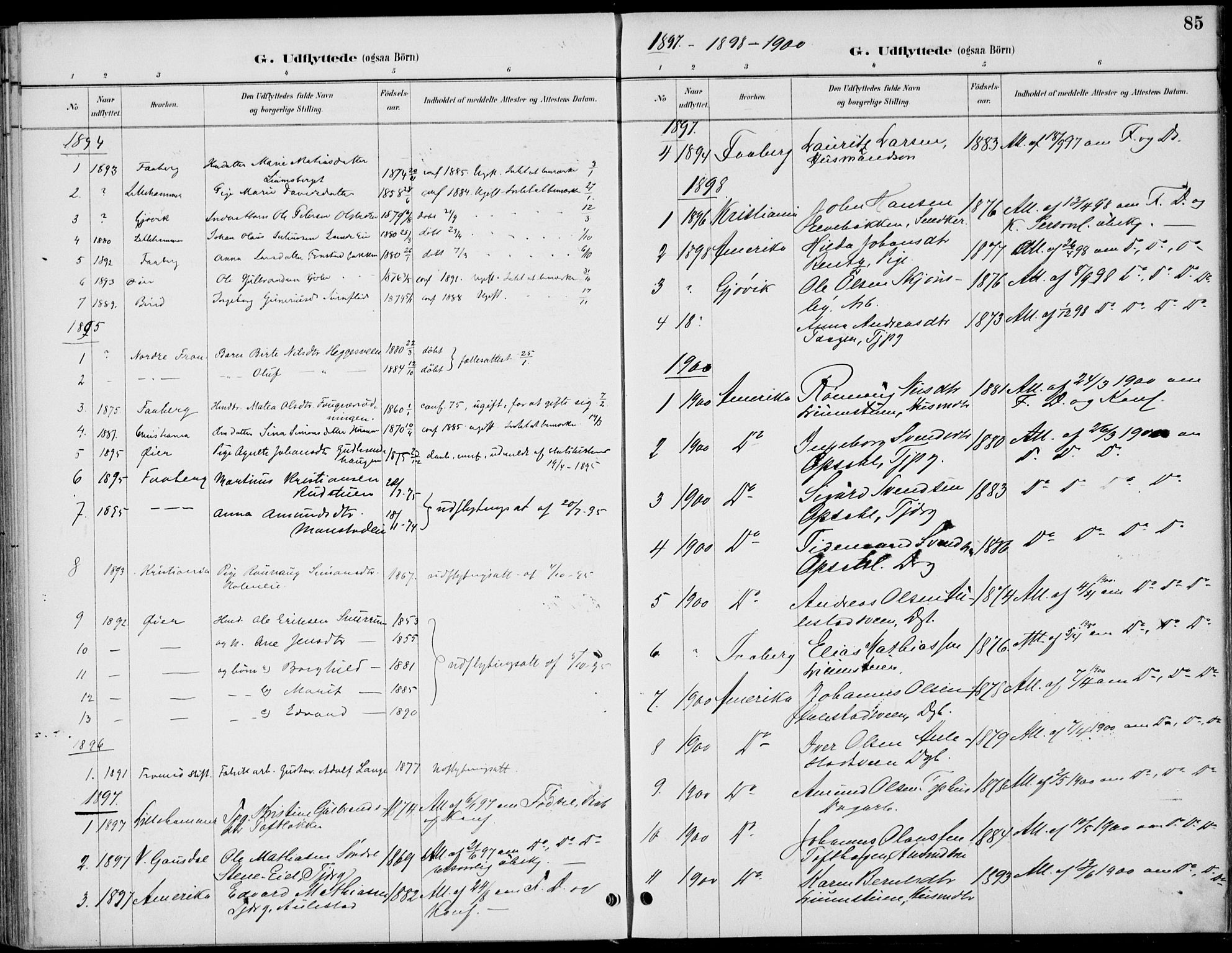 Østre Gausdal prestekontor, SAH/PREST-092/H/Ha/Haa/L0003: Parish register (official) no. 3, 1887-1901, p. 85