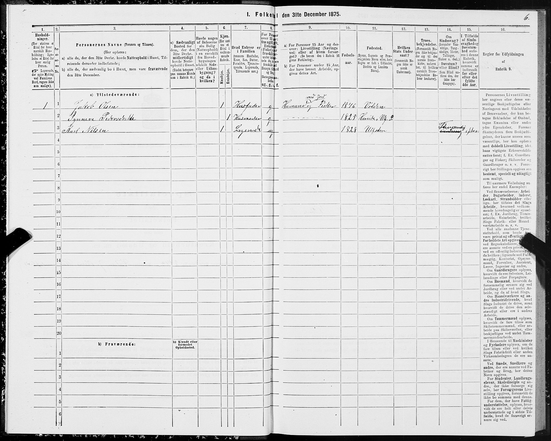 SAT, 1875 census for 1516P Ulstein, 1875, p. 2006