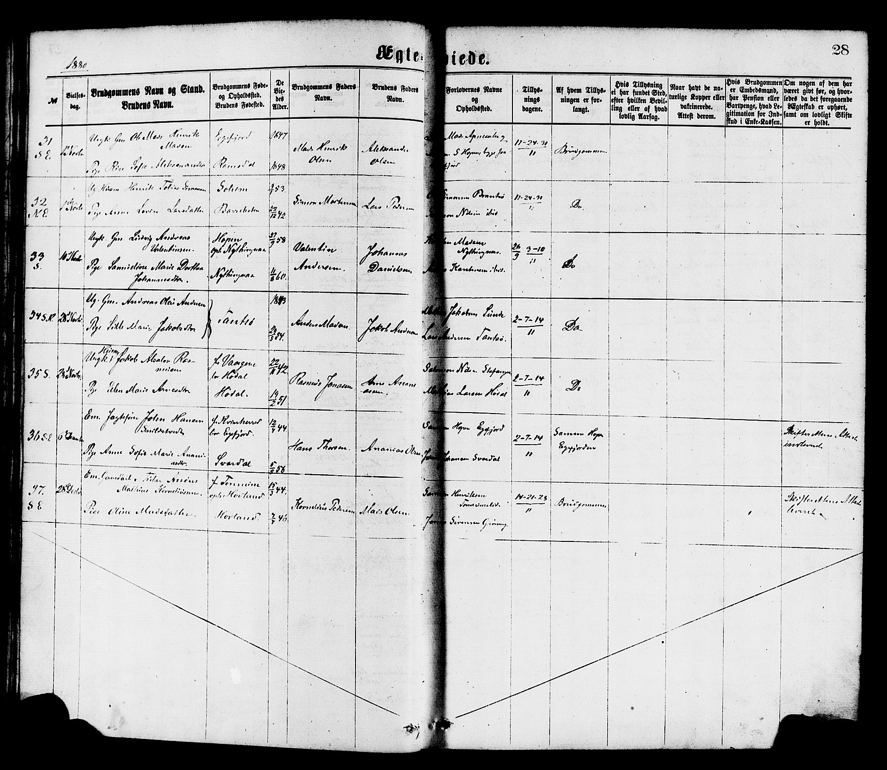 Kinn sokneprestembete, AV/SAB-A-80801/H/Haa/Haaa/L0013: Parish register (official) no. A 13, 1870-1885, p. 28