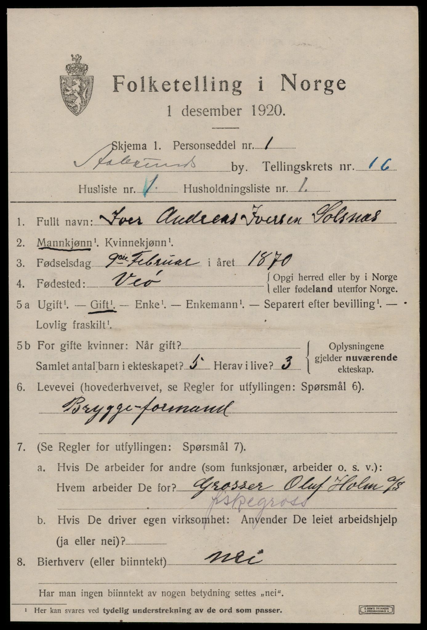 SAT, 1920 census for Ålesund, 1920, p. 30536