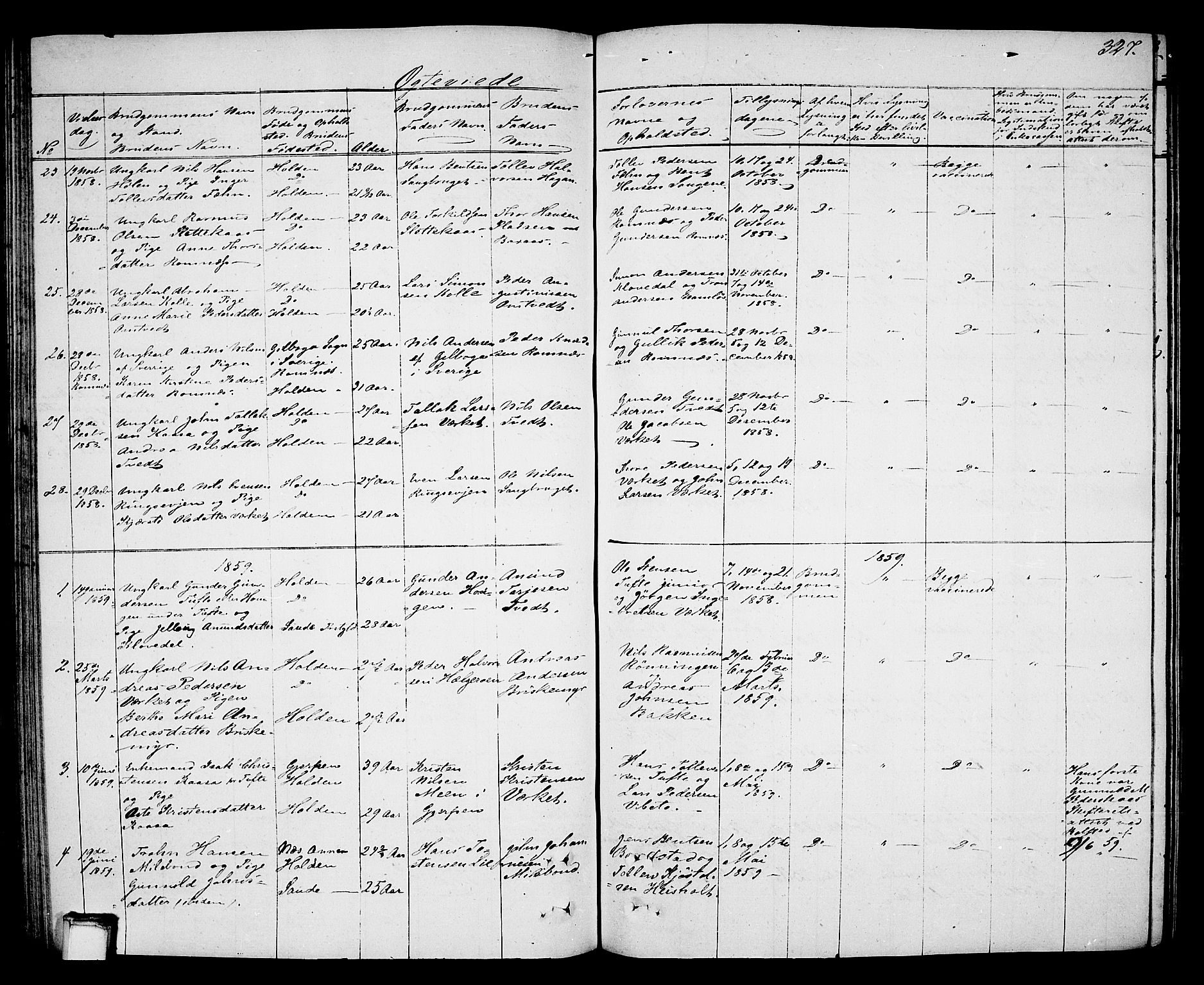 Holla kirkebøker, SAKO/A-272/G/Ga/L0003: Parish register (copy) no. I 3, 1849-1866, p. 327