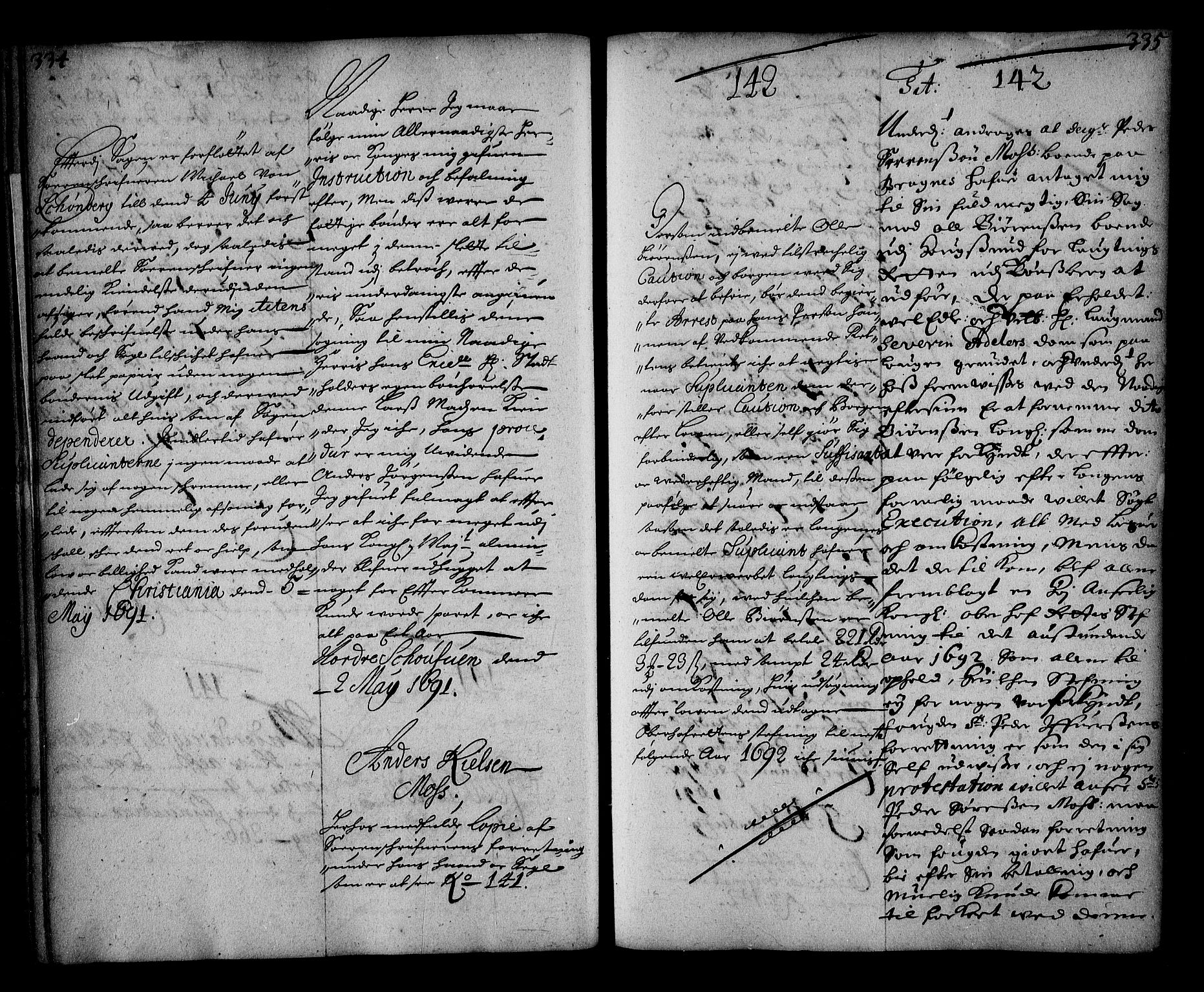 Stattholderembetet 1572-1771, RA/EA-2870/Ae/L0008: Supplikasjons- og resolusjonsprotokoll, 1691, p. 334-335