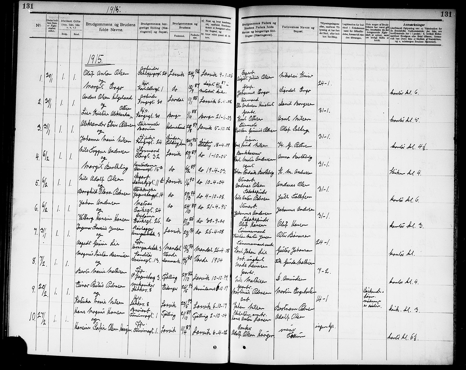 Larvik kirkebøker, SAKO/A-352/G/Ga/L0006: Parish register (copy) no. I 6, 1888-1917, p. 131