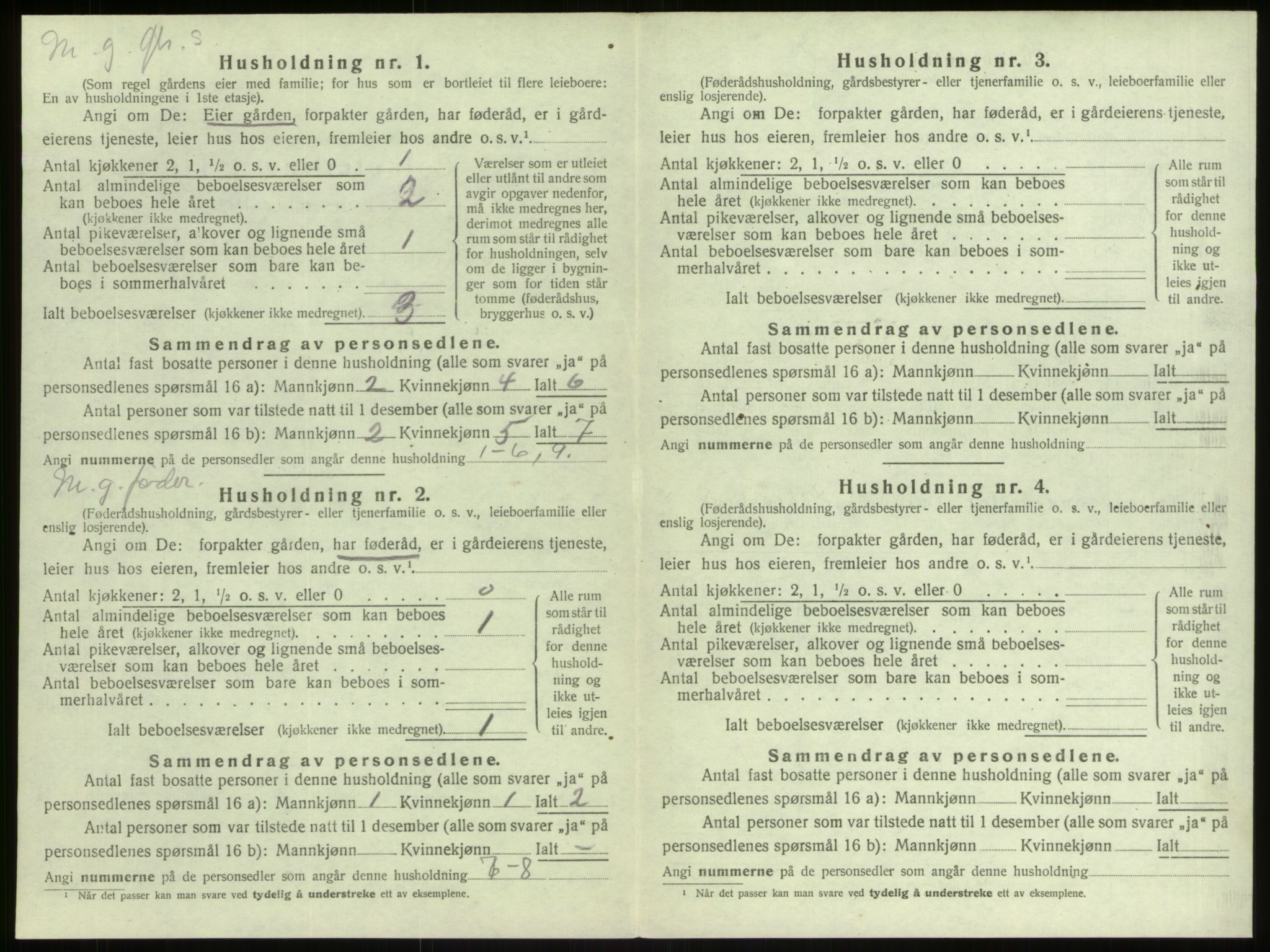 SAB, 1920 census for Manger, 1920, p. 1116