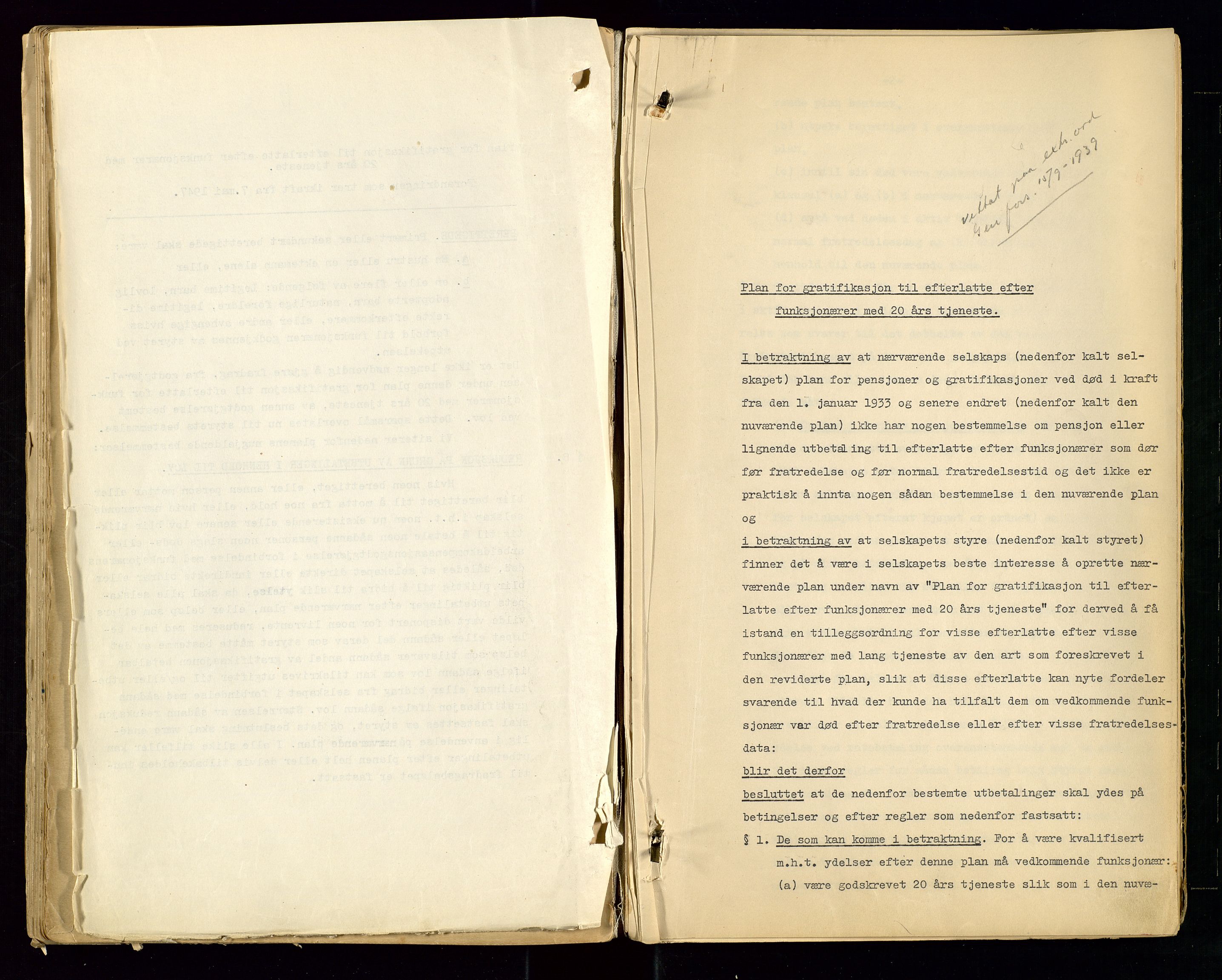 PA 1513 - Norsk Vacuum Oil Company A/S, AV/SAST-A-101918/A/L0001: "Generalforsamlings og styreprotokoll" fra 27/4-1918 til 6/4-1949, 1918-1949