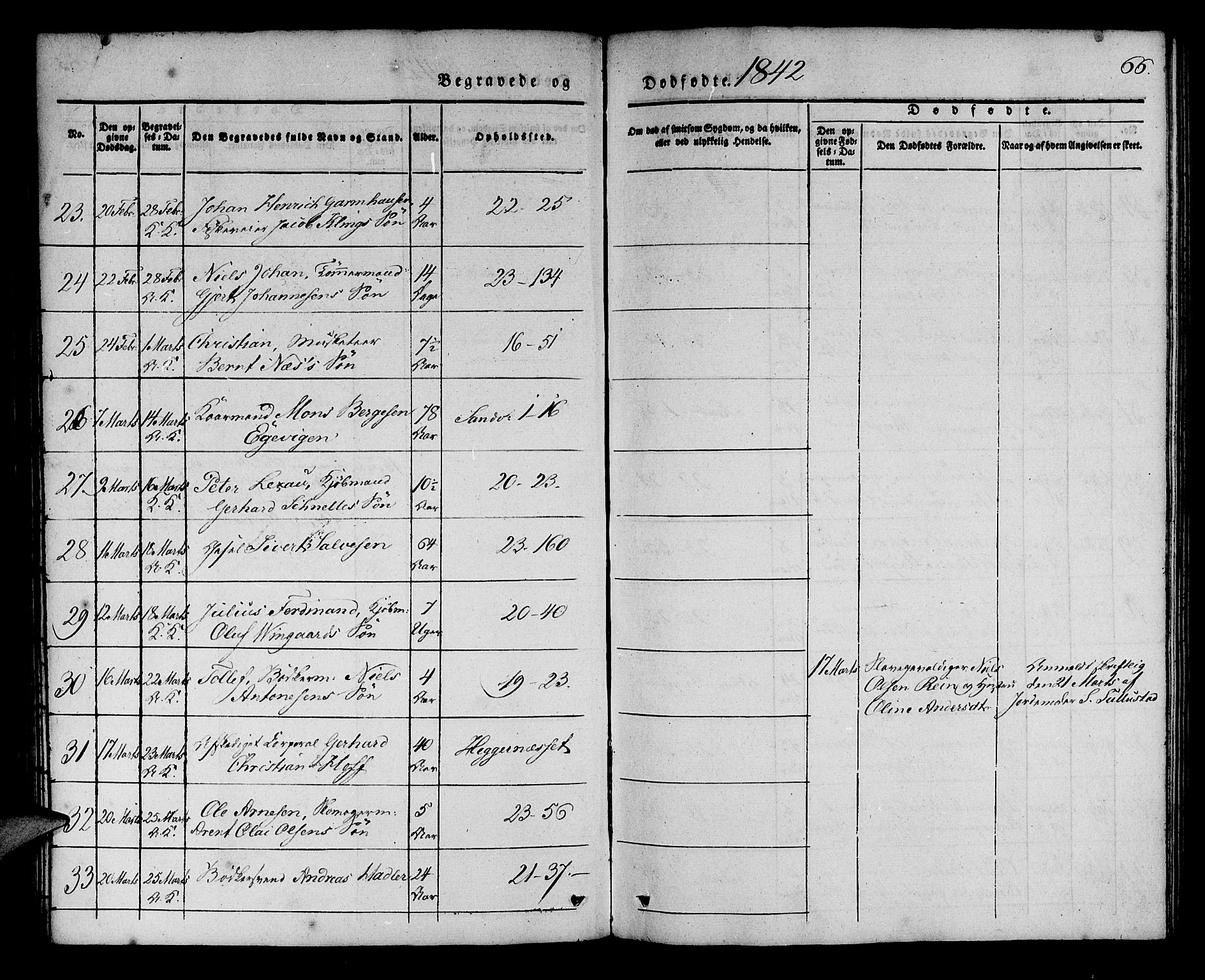 Korskirken sokneprestembete, SAB/A-76101/H/Haa/L0043: Parish register (official) no. E 1, 1834-1848, p. 66