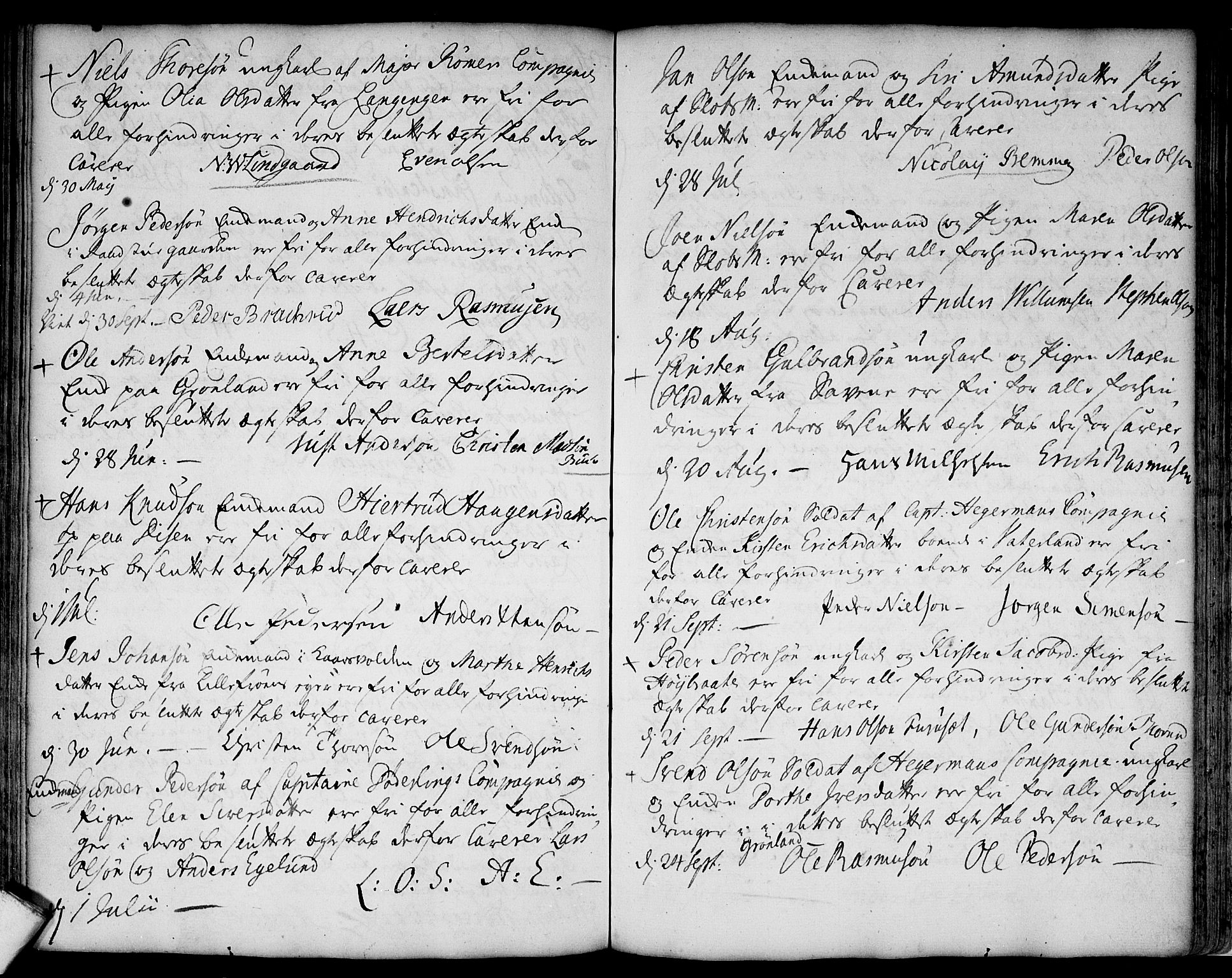 Aker prestekontor kirkebøker, SAO/A-10861/L/L0002: Best man's statements no. 2, 1734-1773