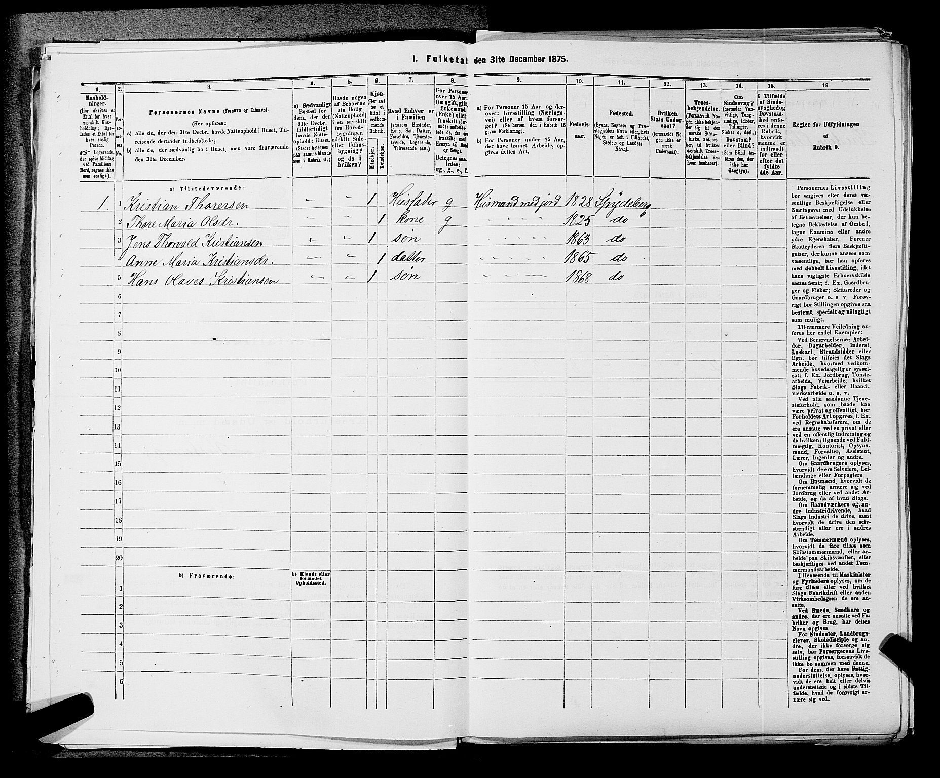 RA, 1875 census for 0123P Spydeberg, 1875, p. 54
