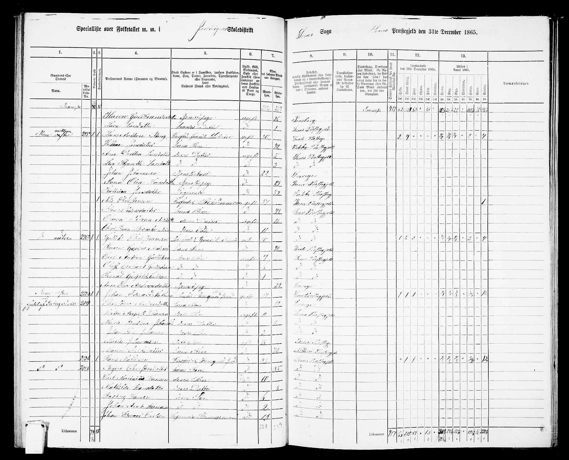 RA, 1865 census for Sem, 1865, p. 87