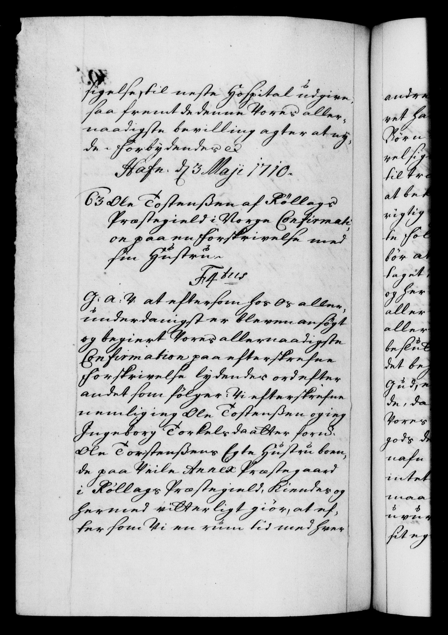 Danske Kanselli 1572-1799, RA/EA-3023/F/Fc/Fca/Fcaa/L0020: Norske registre, 1708-1711, p. 395b