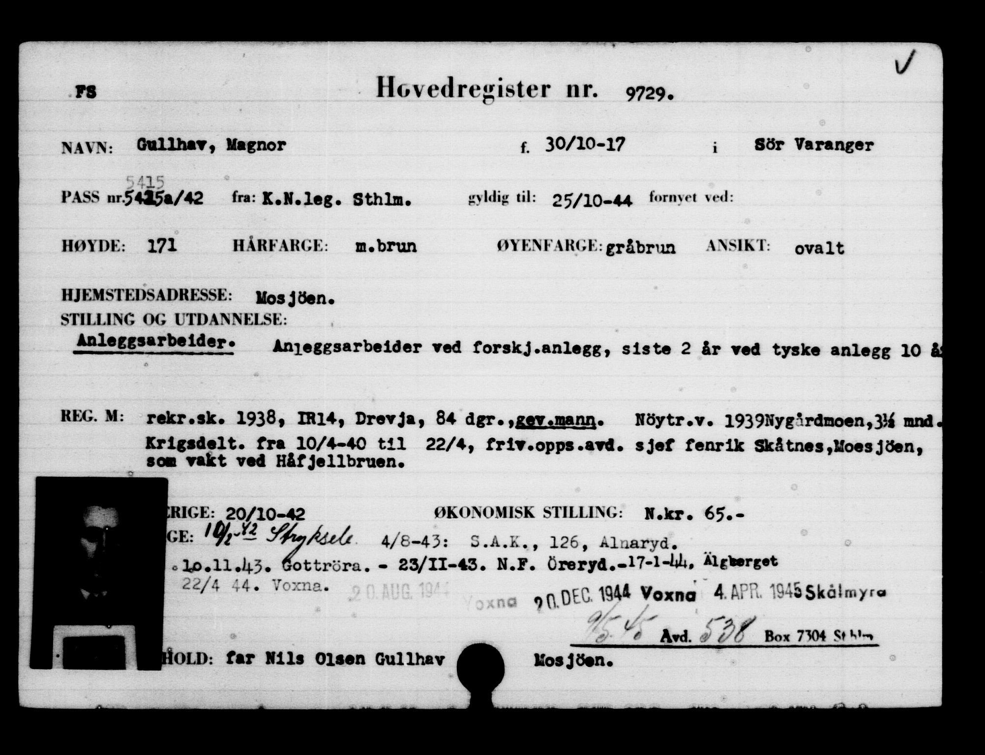 Den Kgl. Norske Legasjons Flyktningskontor, AV/RA-S-6753/V/Va/L0006: Kjesäterkartoteket.  Flyktningenr. 9400-12711, 1940-1945, p. 370