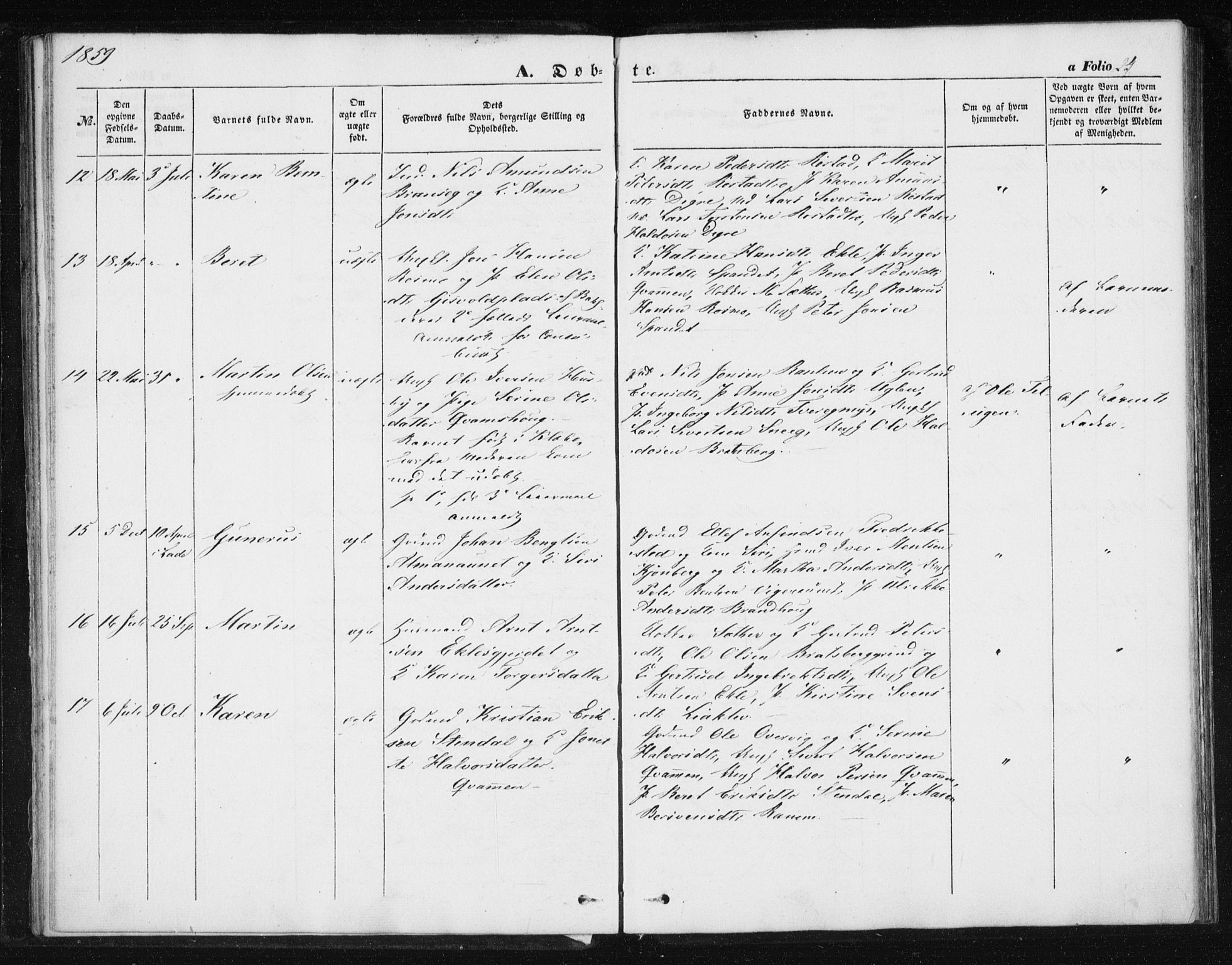 Ministerialprotokoller, klokkerbøker og fødselsregistre - Sør-Trøndelag, SAT/A-1456/608/L0332: Parish register (official) no. 608A01, 1848-1861, p. 24