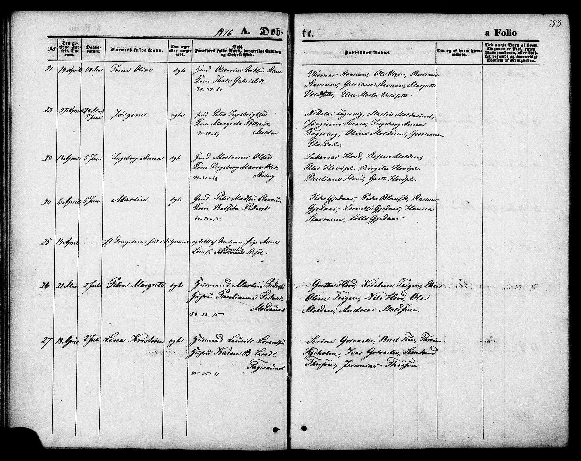 Ministerialprotokoller, klokkerbøker og fødselsregistre - Nord-Trøndelag, SAT/A-1458/744/L0419: Parish register (official) no. 744A03, 1867-1881, p. 33