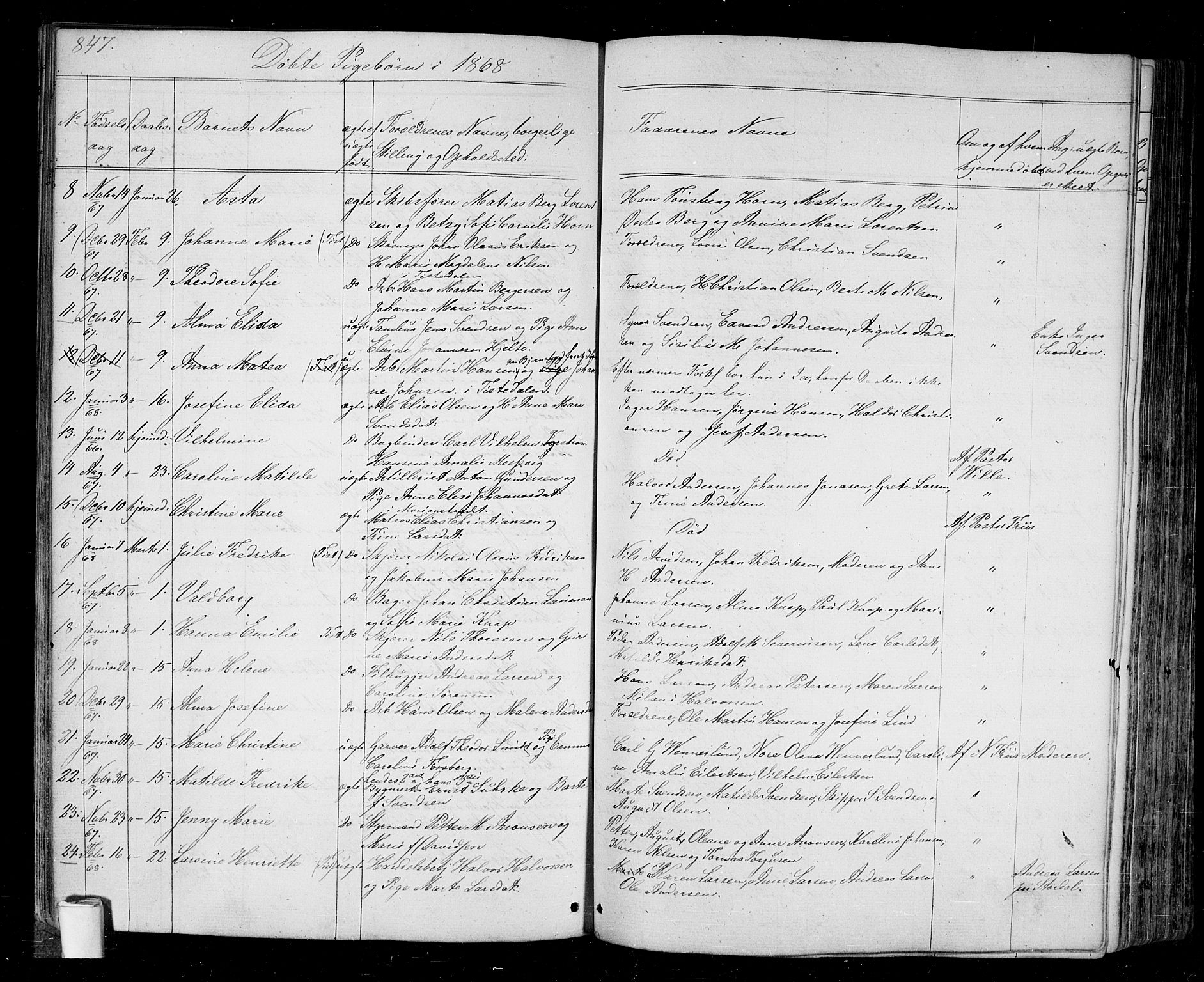 Halden prestekontor Kirkebøker, SAO/A-10909/G/Ga/L0005b: Parish register (copy) no. 5B, 1864-1868, p. 847
