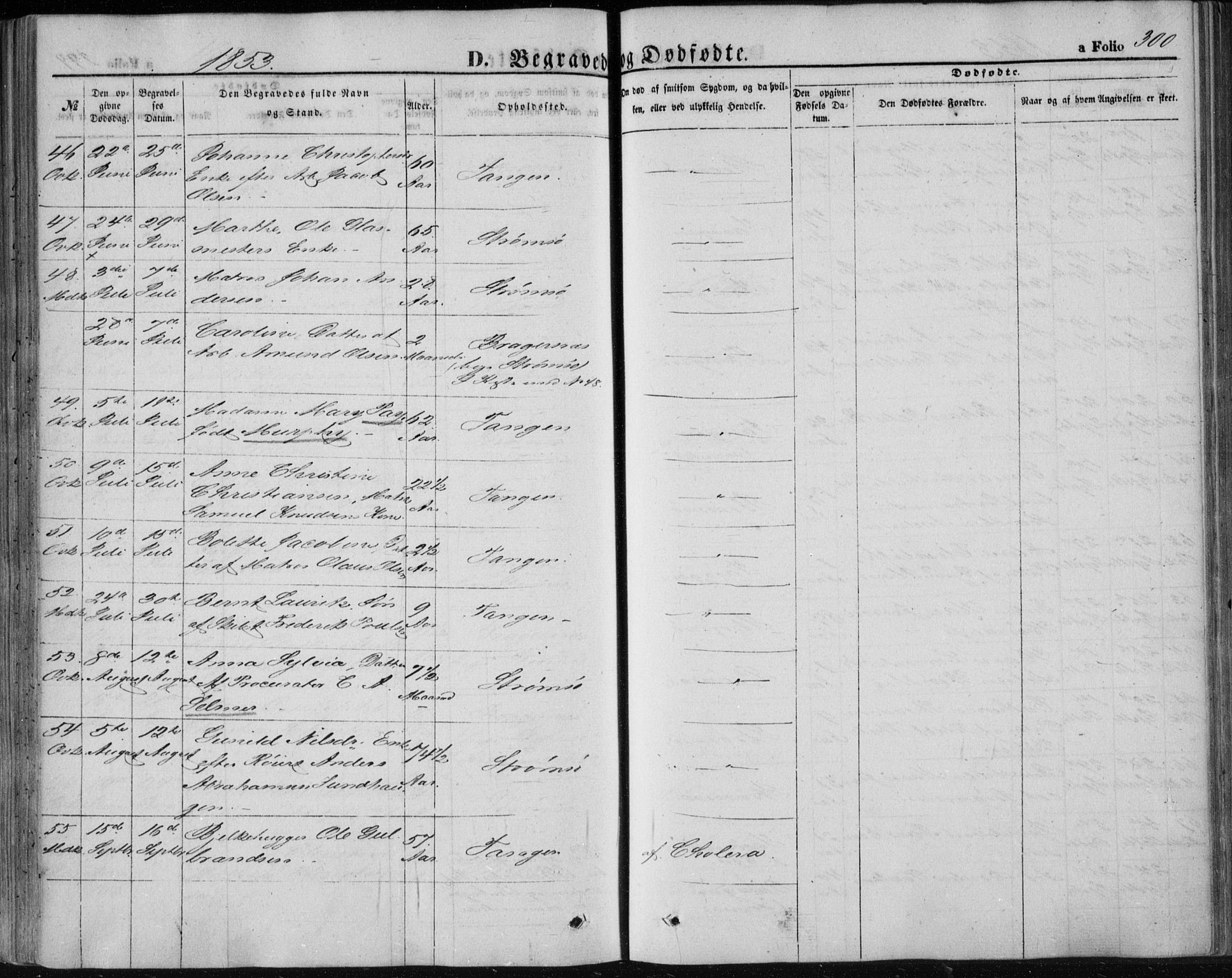 Strømsø kirkebøker, SAKO/A-246/F/Fa/L0014: Parish register (official) no. I 14, 1848-1858, p. 300