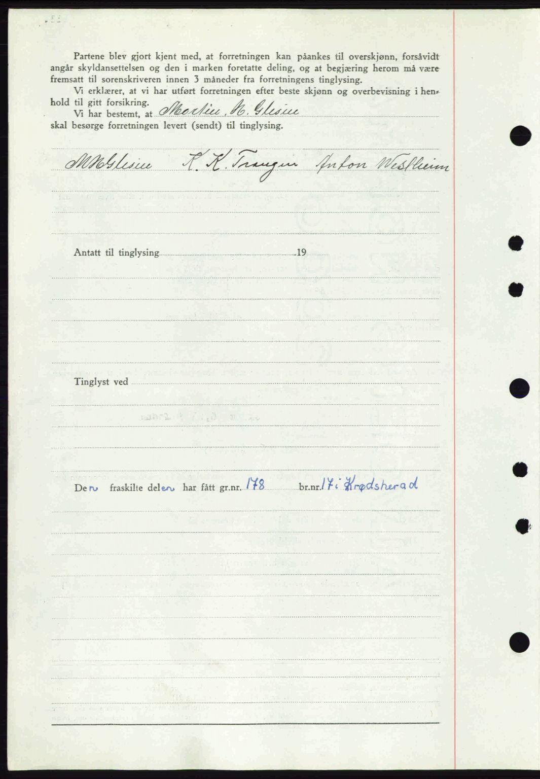 Eiker, Modum og Sigdal sorenskriveri, SAKO/A-123/G/Ga/Gab/L0043: Mortgage book no. A13, 1940-1941, Diary no: : 1095/1941