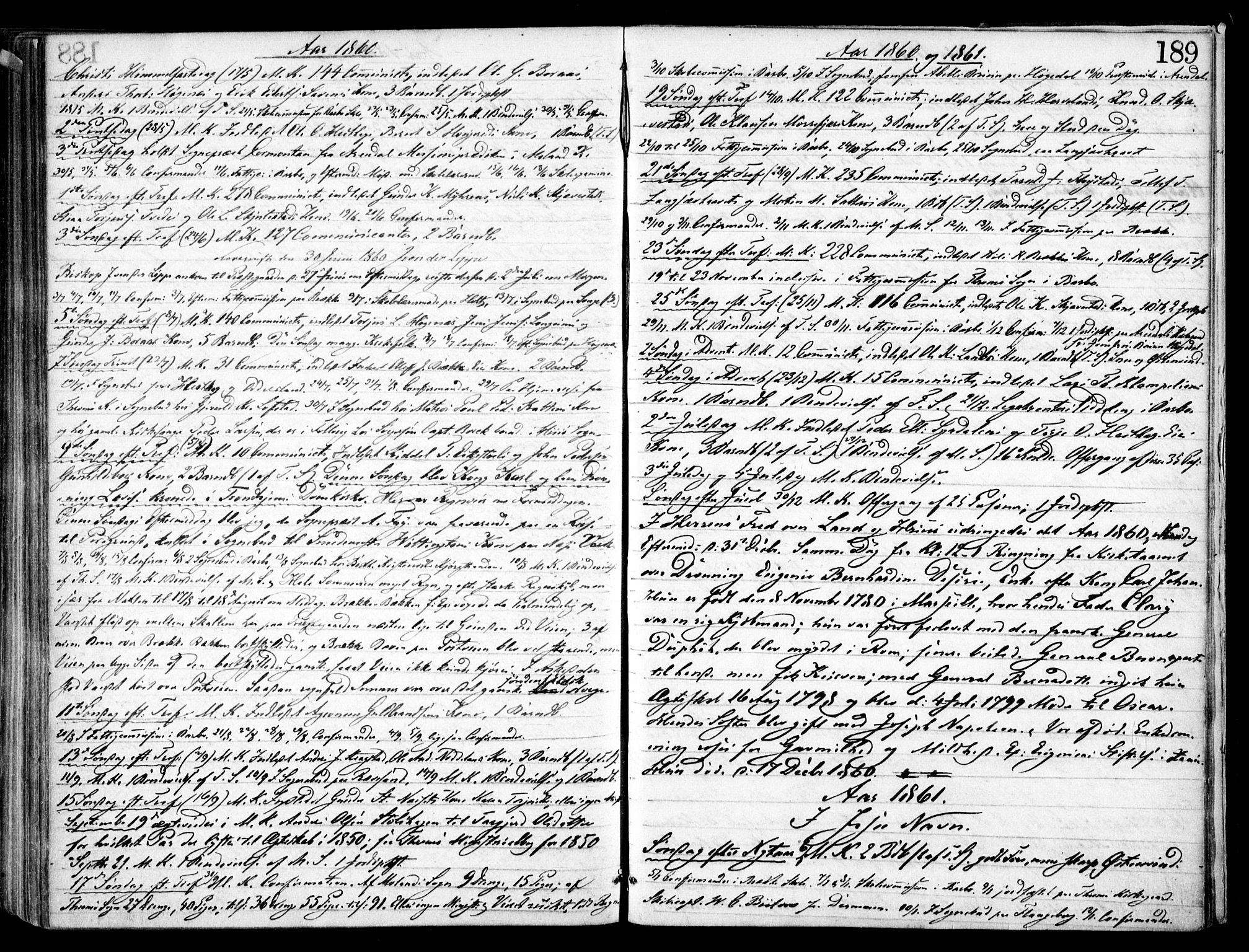 Austre Moland sokneprestkontor, SAK/1111-0001/F/Fa/Faa/L0008: Parish register (official) no. A 8, 1858-1868, p. 189
