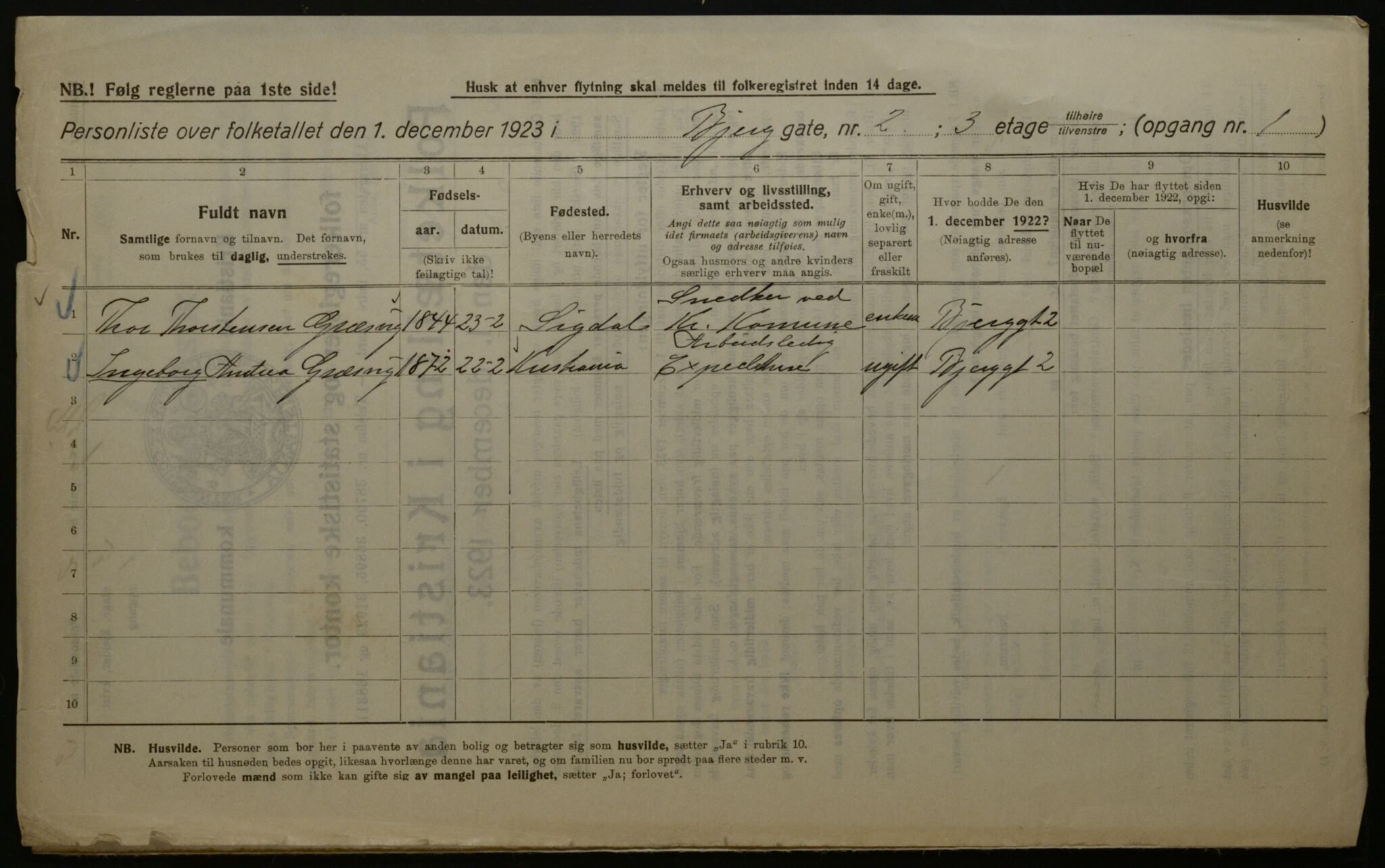 OBA, Municipal Census 1923 for Kristiania, 1923, p. 6316