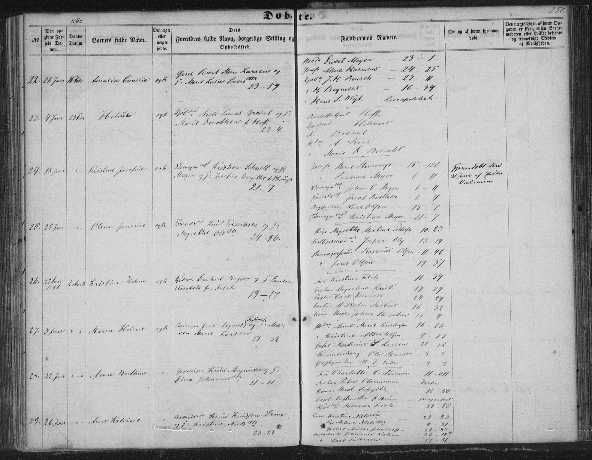 Korskirken sokneprestembete, AV/SAB-A-76101/H/Haa/L0018: Parish register (official) no. B 4, 1857-1866, p. 250