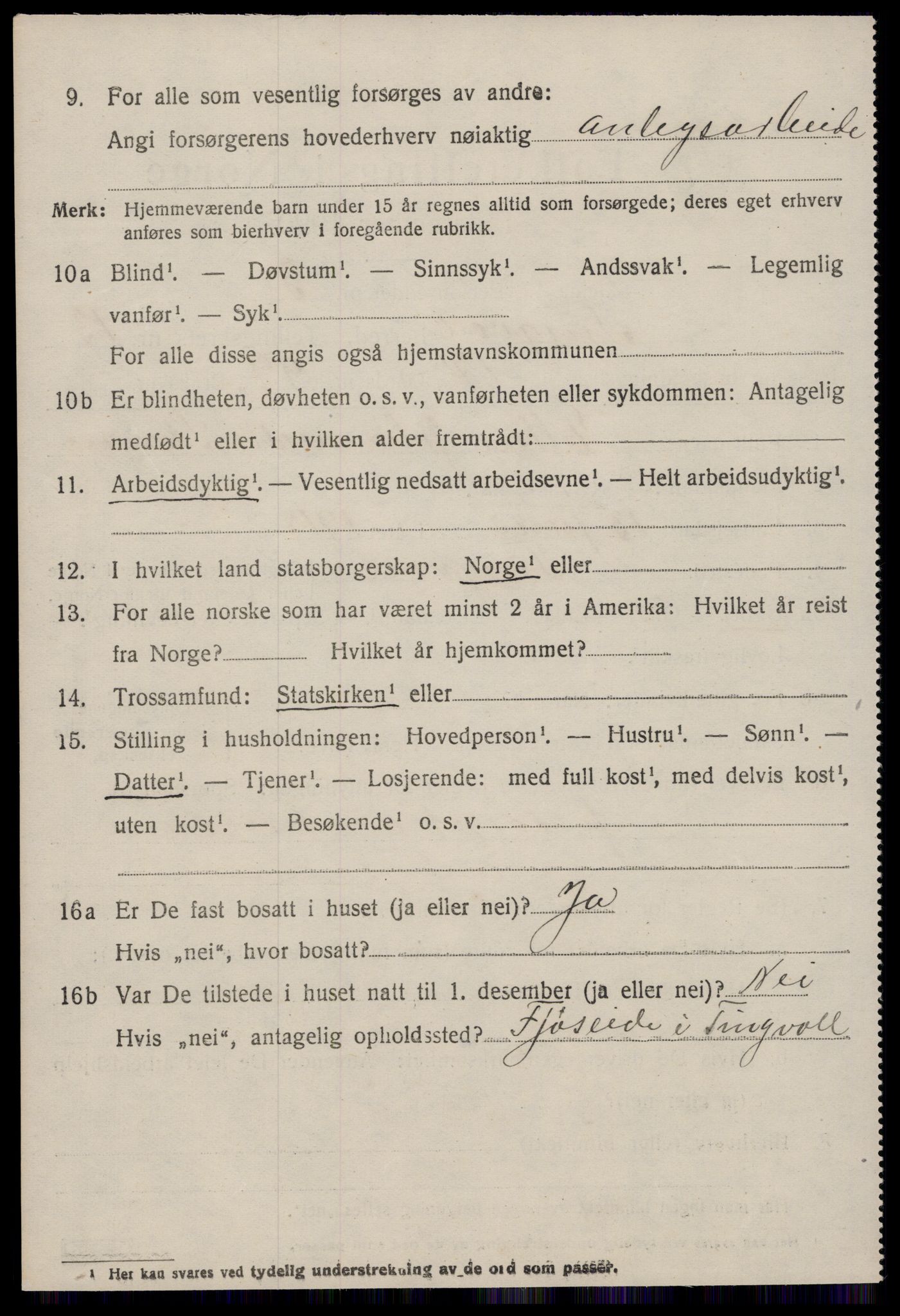 SAT, 1920 census for Tingvoll, 1920, p. 6975