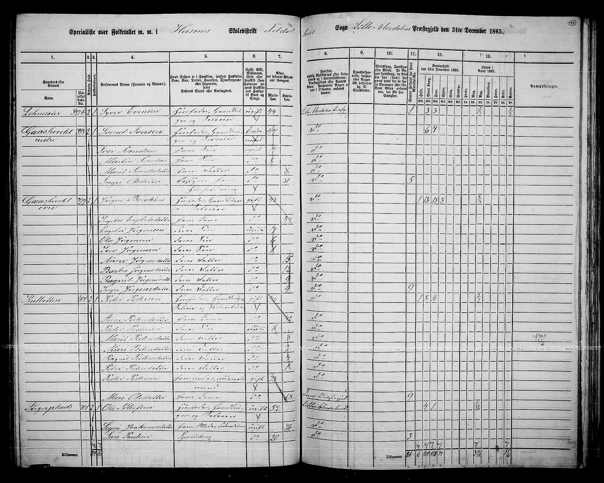 RA, 1865 census for Lille Elvedalen, 1865, p. 118