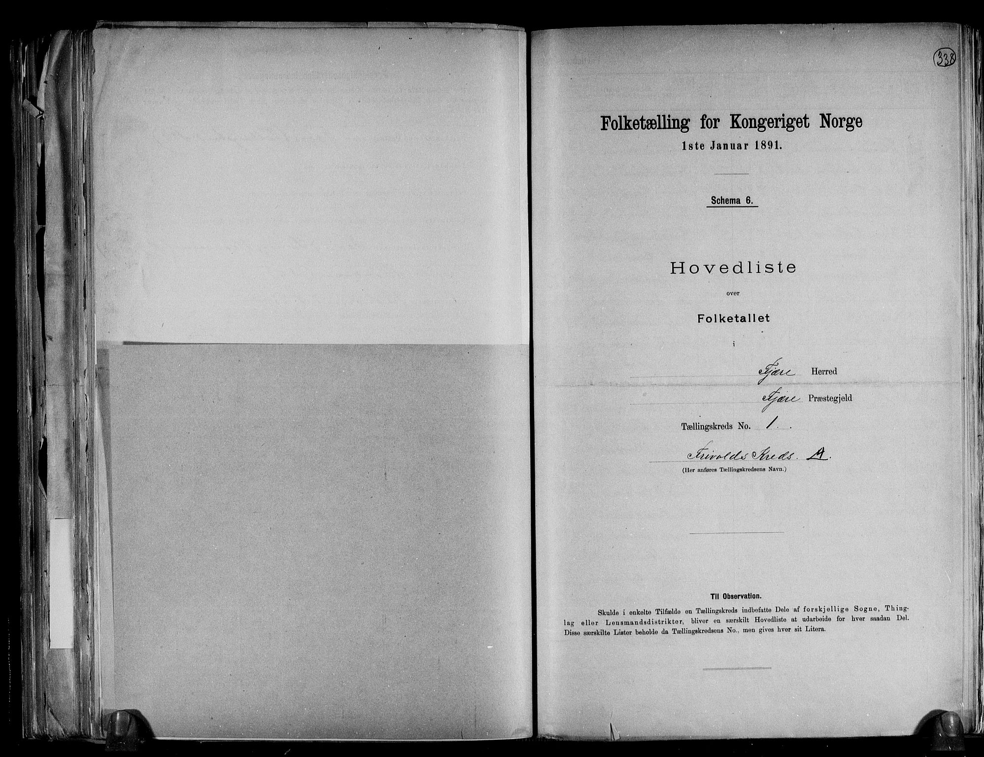 RA, 1891 census for 0923 Fjære, 1891, p. 5