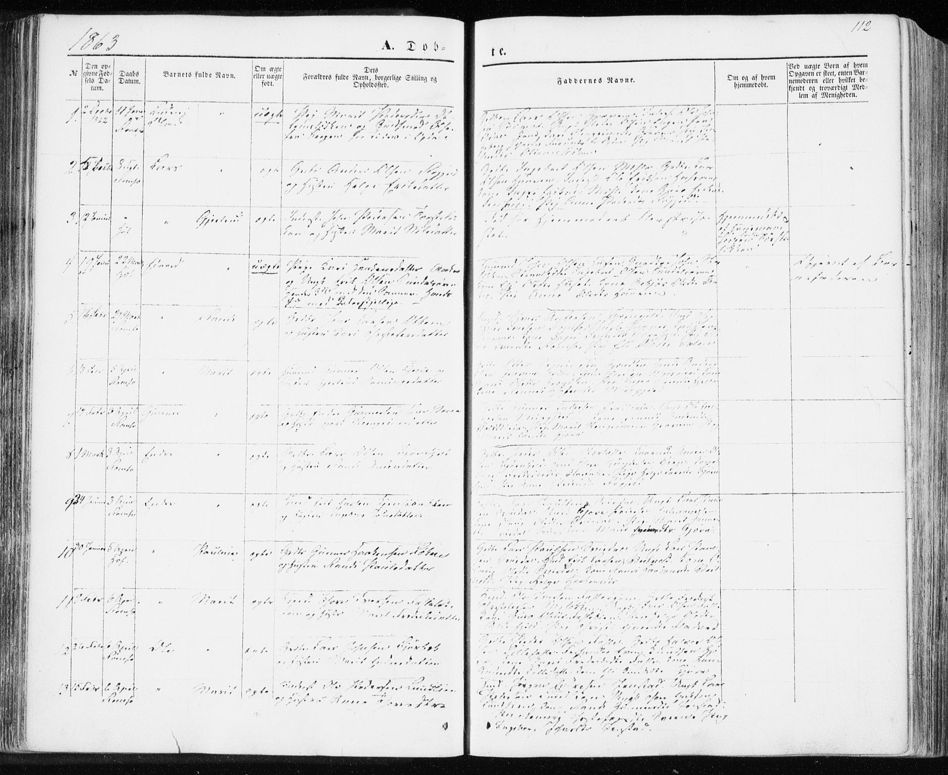 Ministerialprotokoller, klokkerbøker og fødselsregistre - Møre og Romsdal, SAT/A-1454/590/L1013: Parish register (official) no. 590A05, 1847-1877, p. 112
