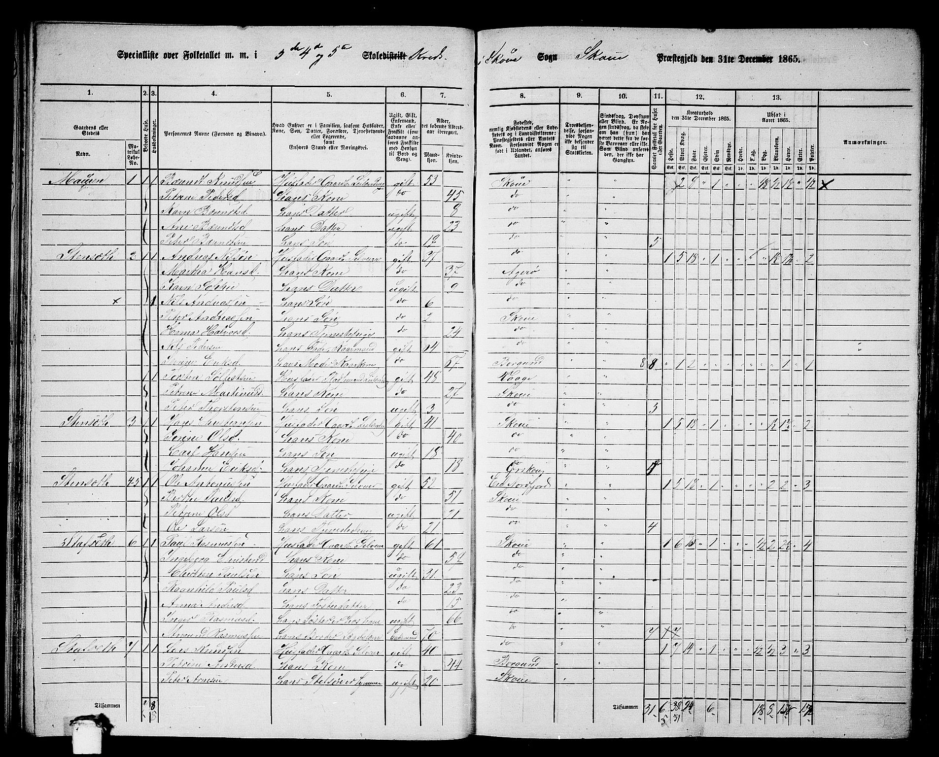 RA, 1865 census for Skodje, 1865, p. 35