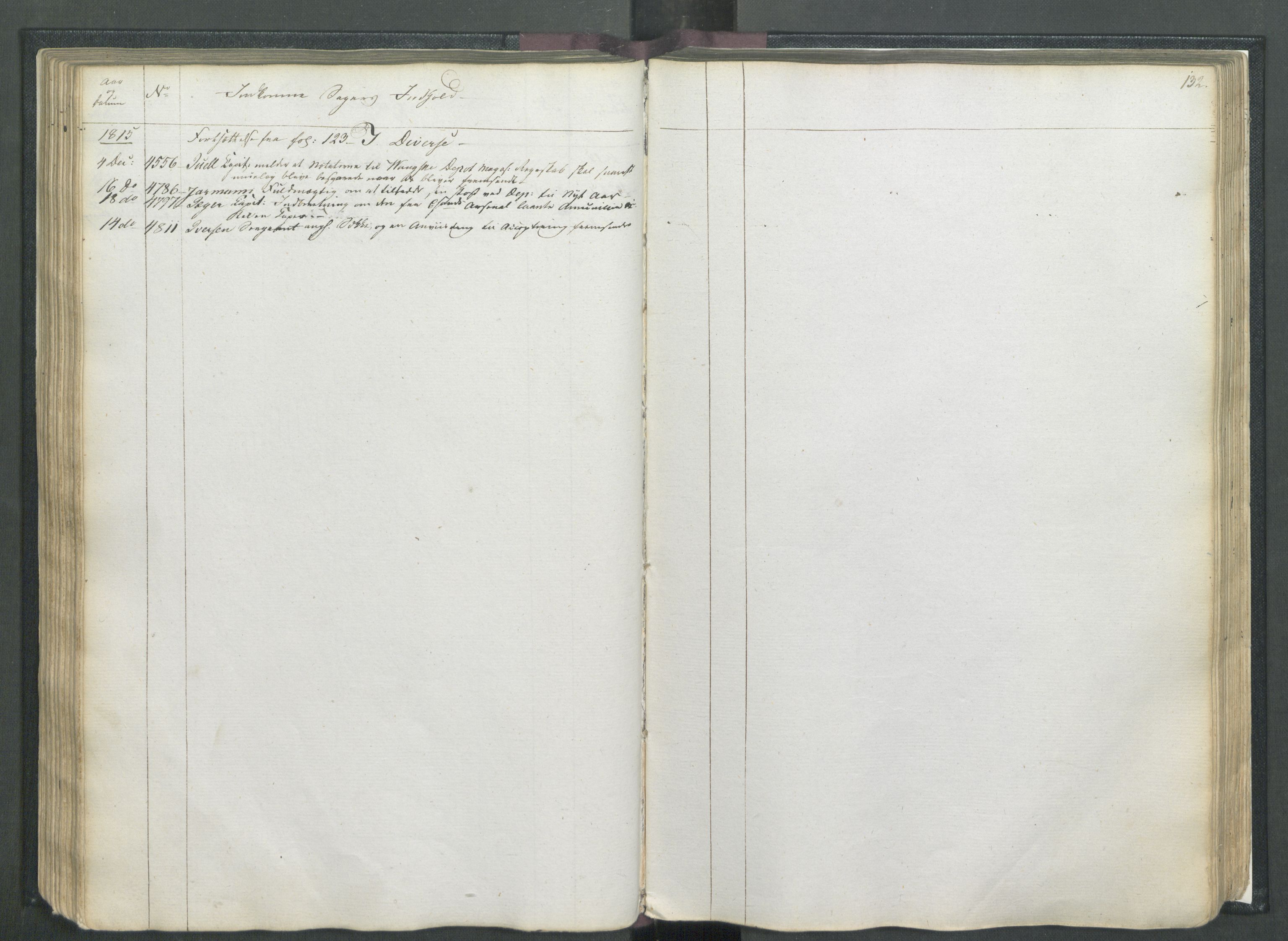 Armédepartementet, RA/RAFA-3493/C/Ca/L0007: 6. Departements Register, 1815, p. 132