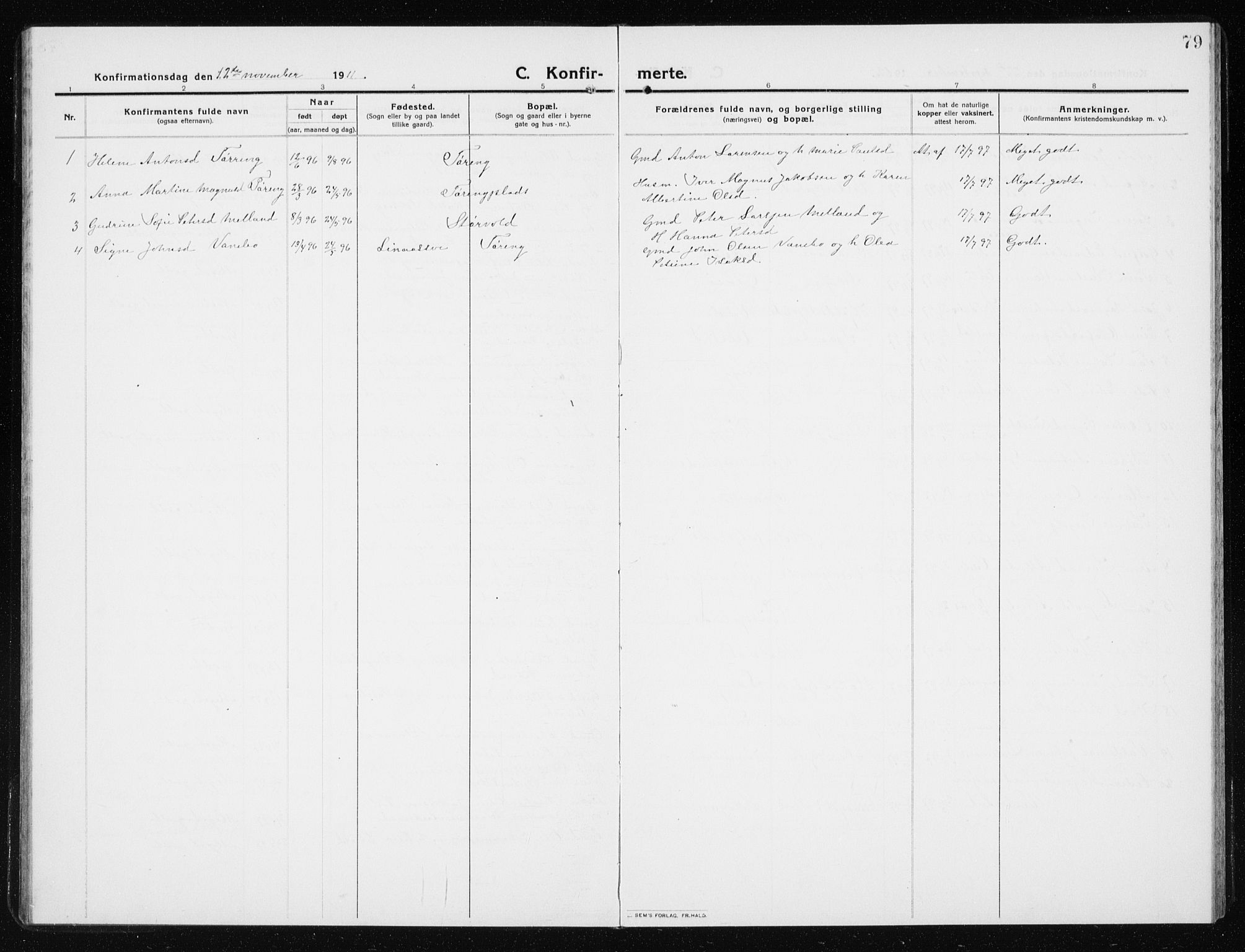 Ministerialprotokoller, klokkerbøker og fødselsregistre - Nord-Trøndelag, SAT/A-1458/741/L0402: Parish register (copy) no. 741C03, 1911-1926, p. 79