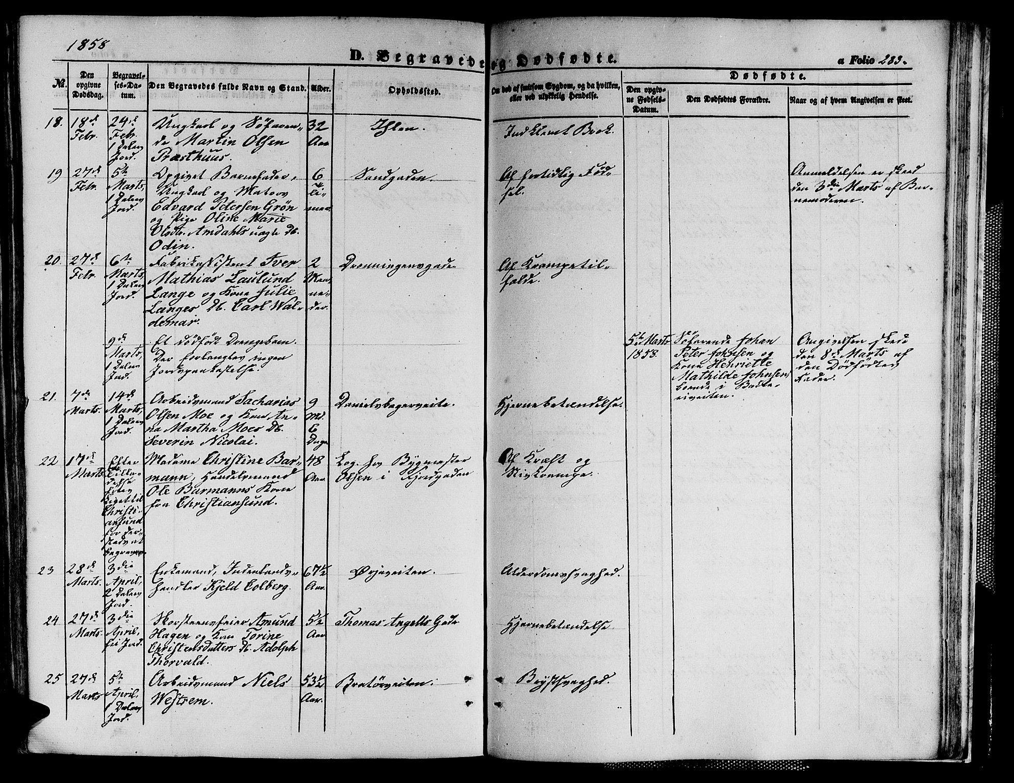 Ministerialprotokoller, klokkerbøker og fødselsregistre - Sør-Trøndelag, SAT/A-1456/602/L0138: Parish register (copy) no. 602C06, 1853-1858, p. 283
