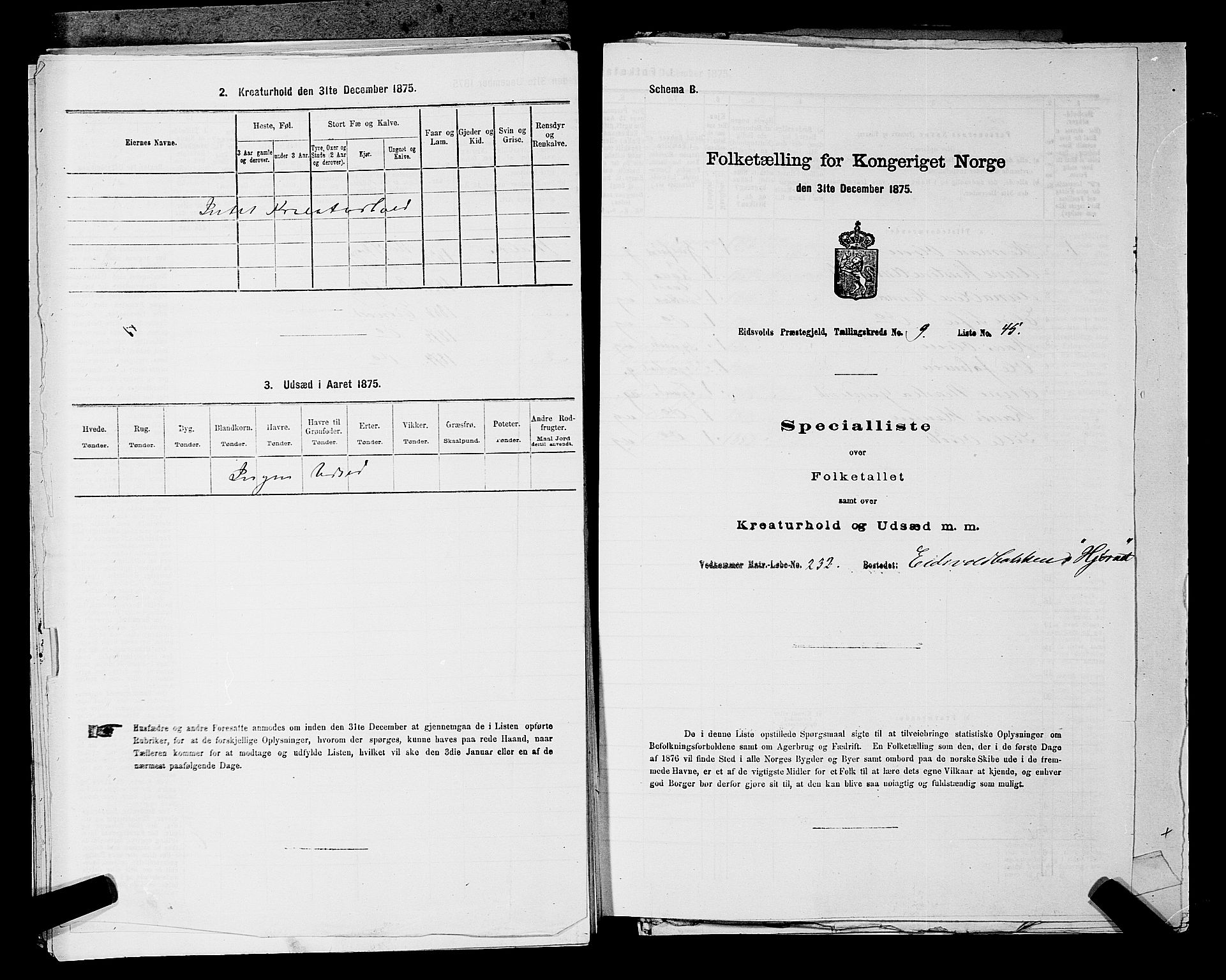 RA, 1875 census for 0237P Eidsvoll, 1875, p. 1455