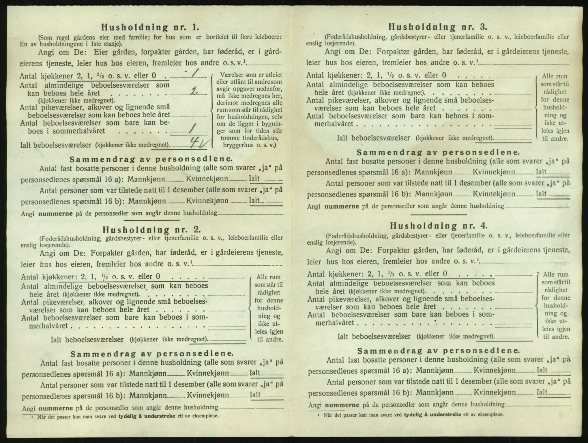 SAK, 1920 census for Bygland, 1920, p. 96