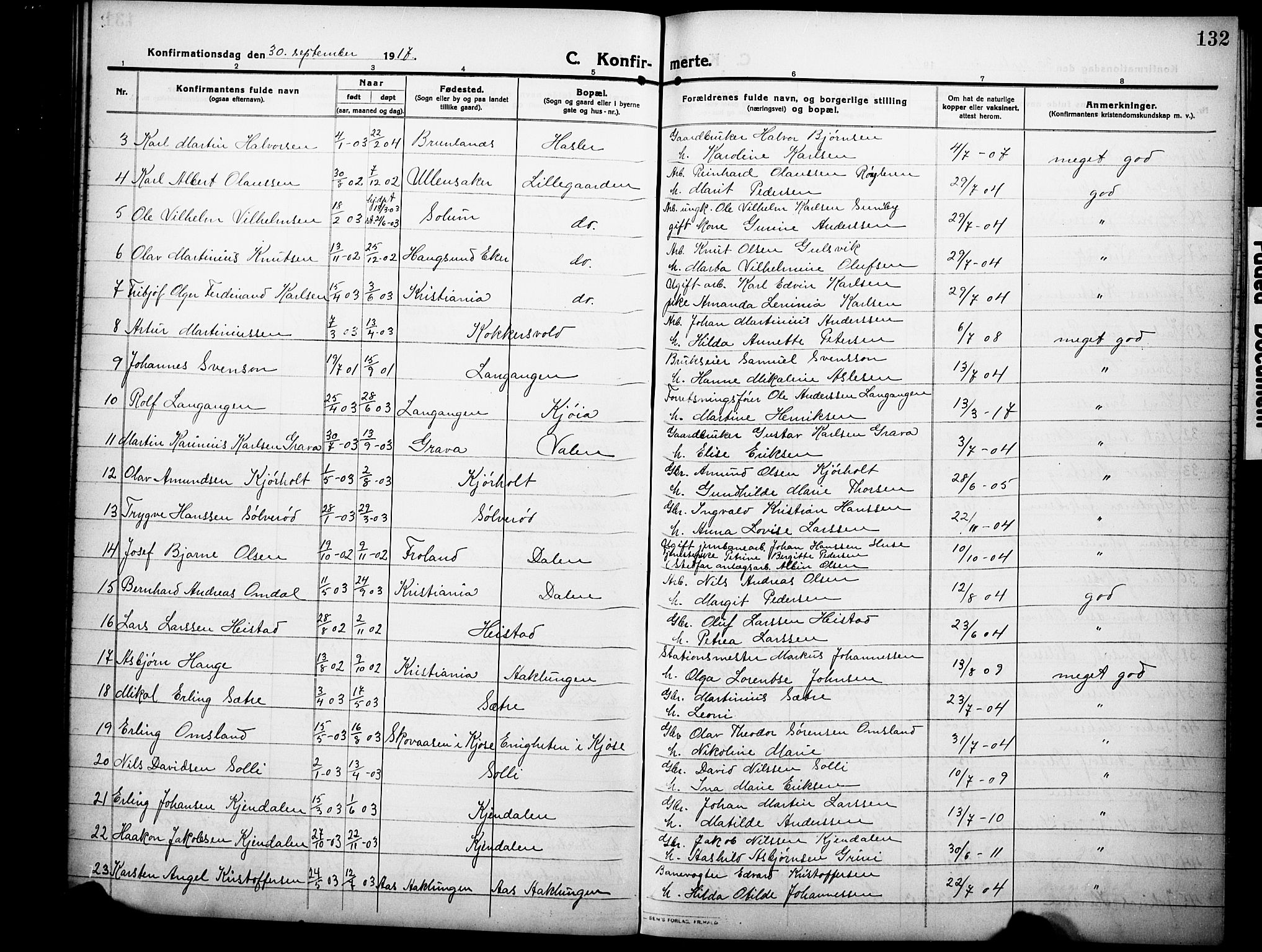 Eidanger kirkebøker, AV/SAKO-A-261/G/Ga/L0004: Parish register (copy) no. 4, 1912-1927, p. 132